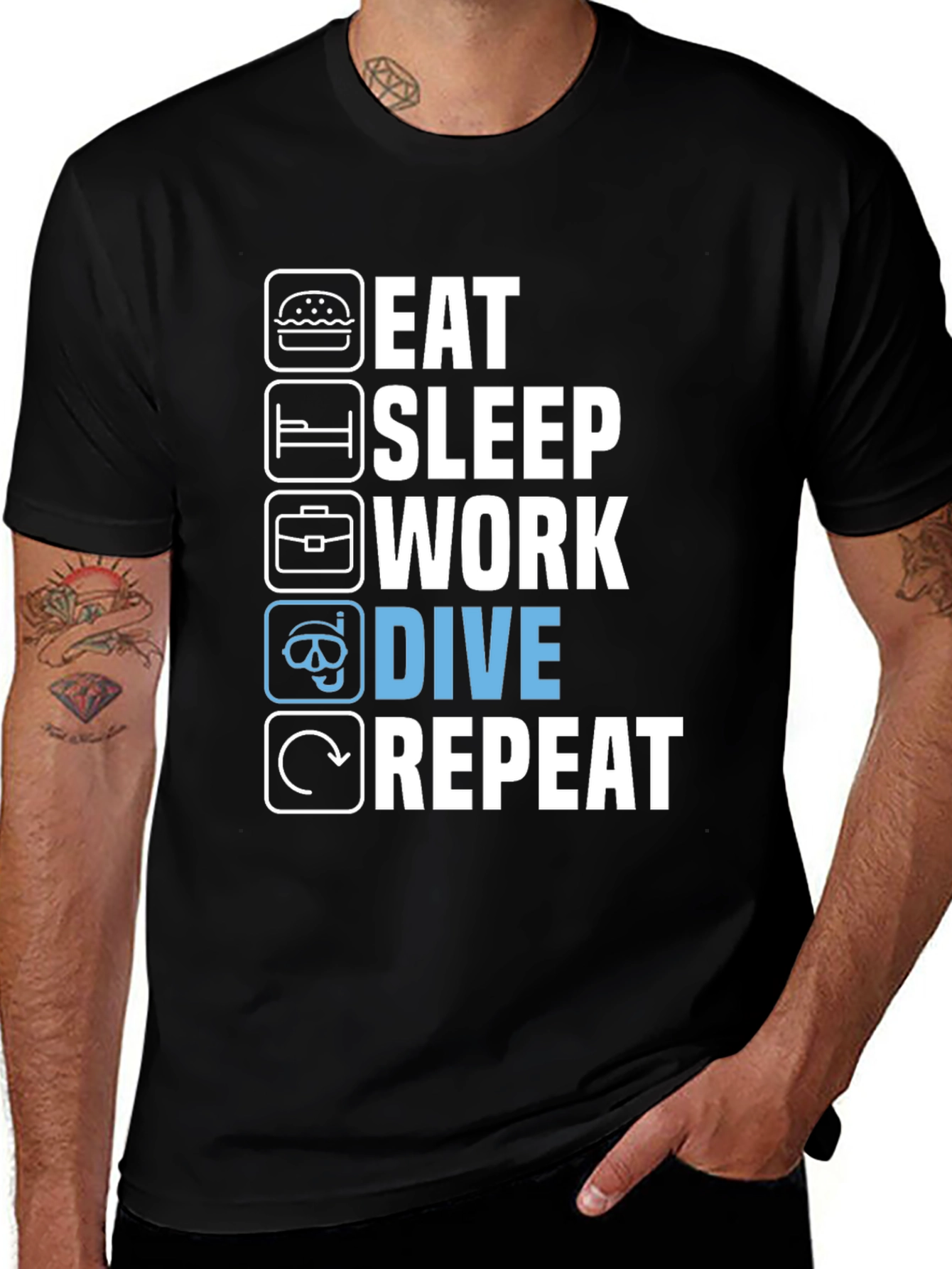 Eat Sleep Work Dive Repeat T-Shirt