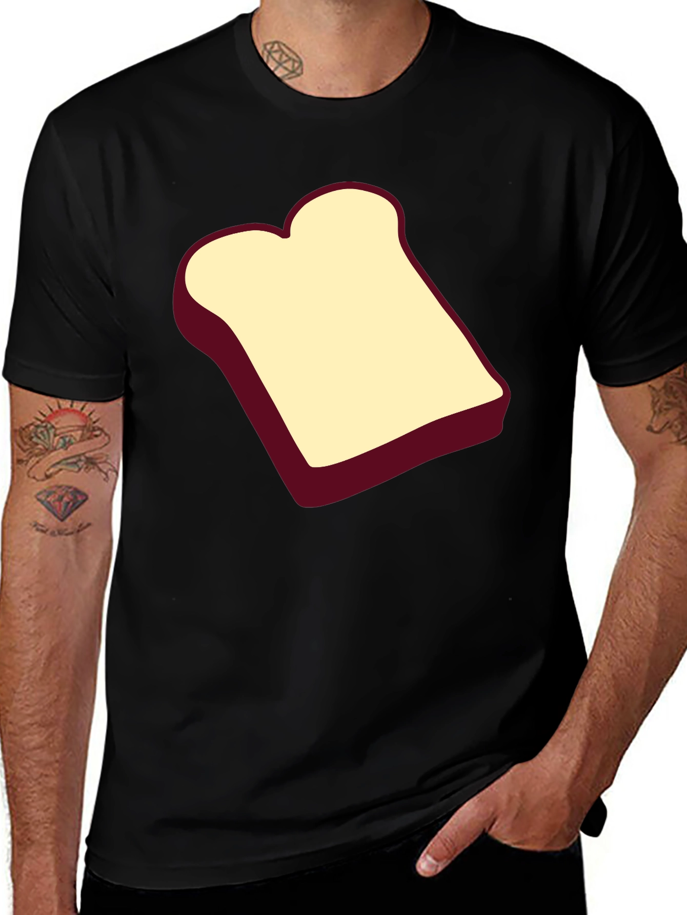 Toast Graphic Black T-Shirt - Unisex Cotton Tee