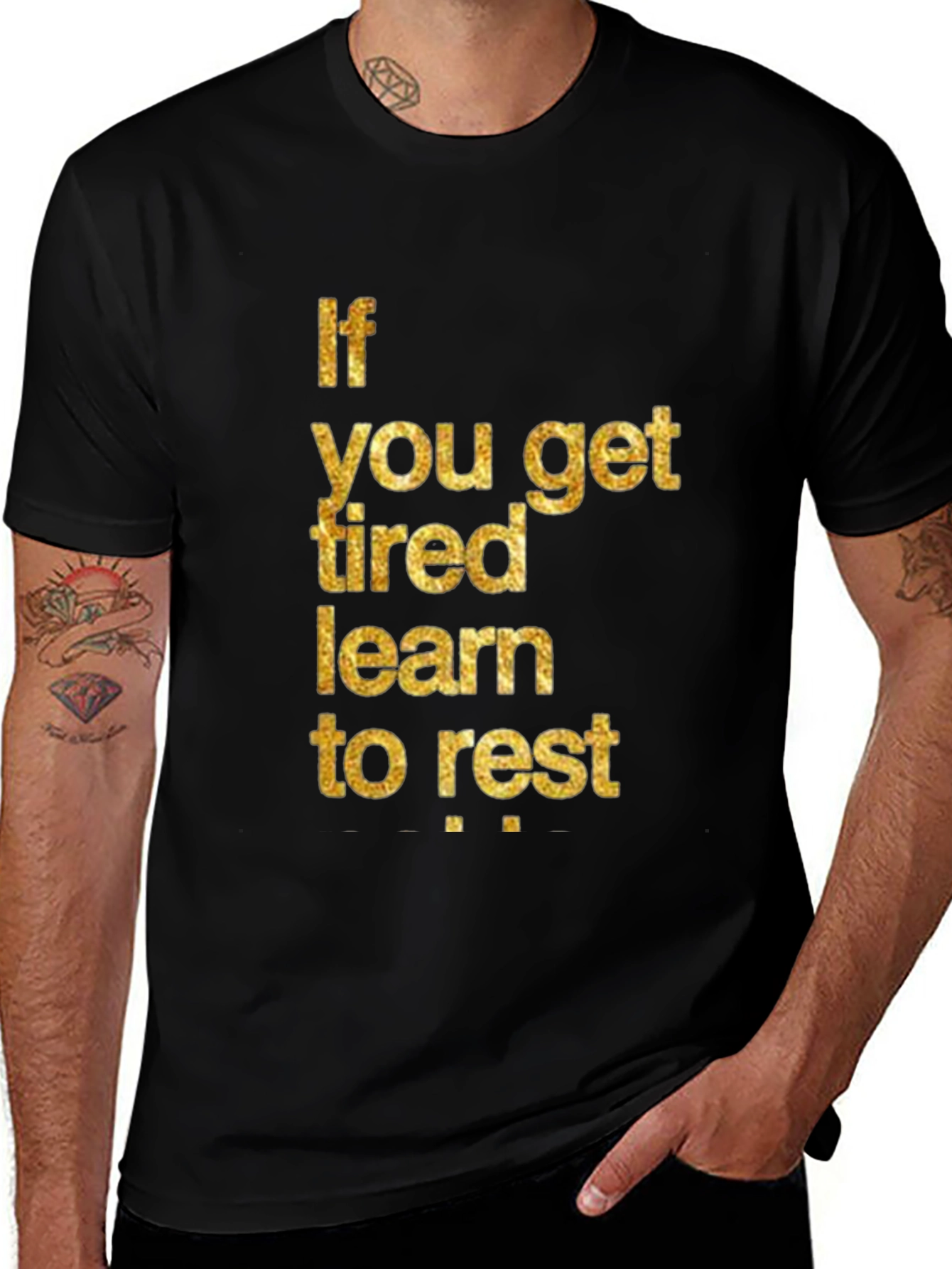 Variant 4 of Inspirational 'Learn to Rest' Black T-Shirt