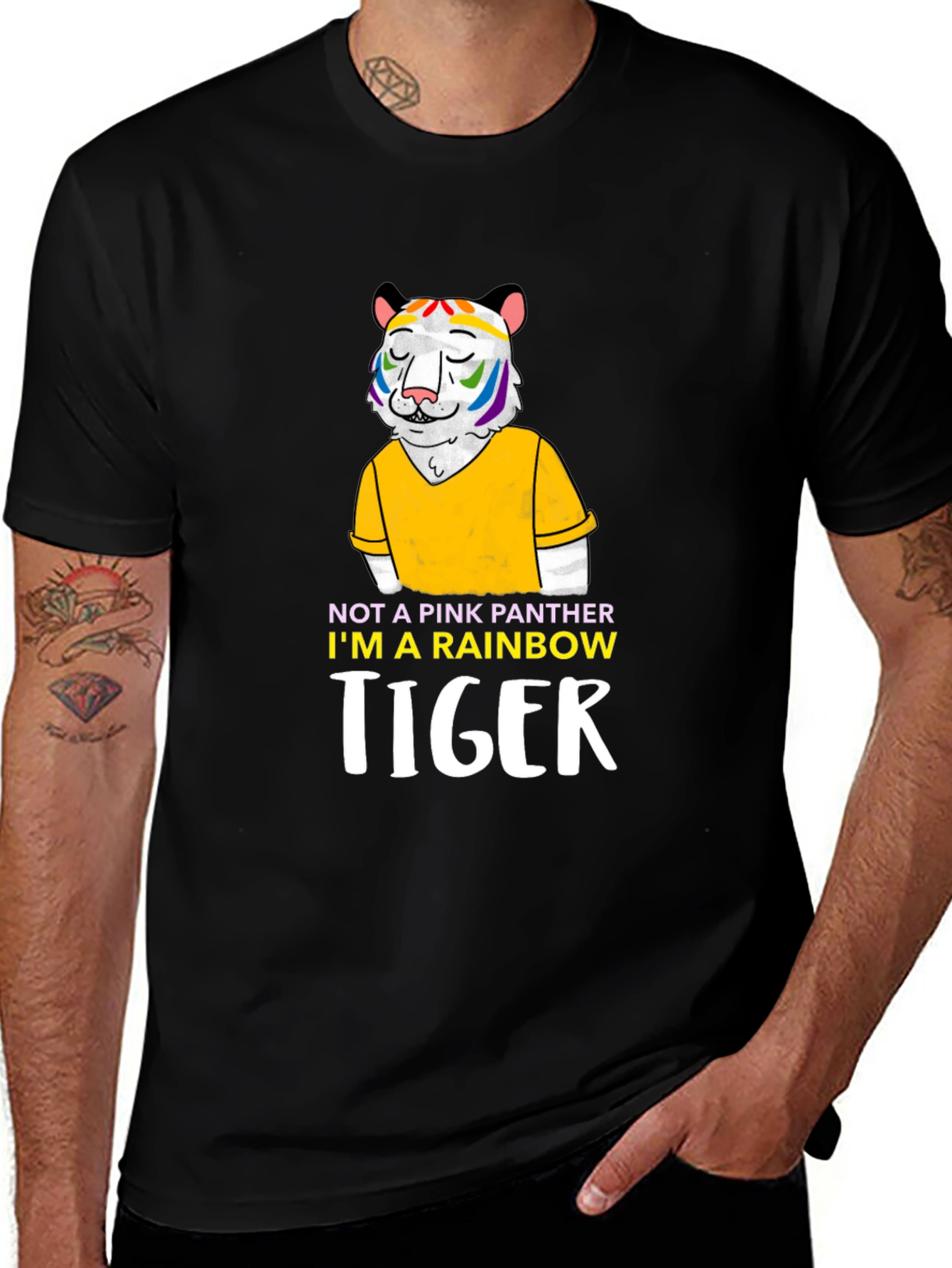 Variant 20 of Rainbow Tiger Graphic Tee - Prideful & Fun!