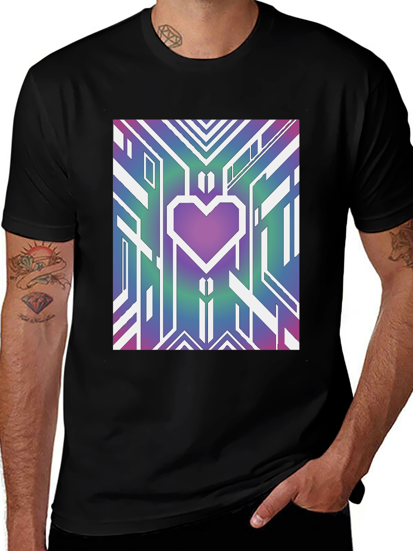 Variant 25 of Abstract Heart Geometric Graphic Print T-Shirt