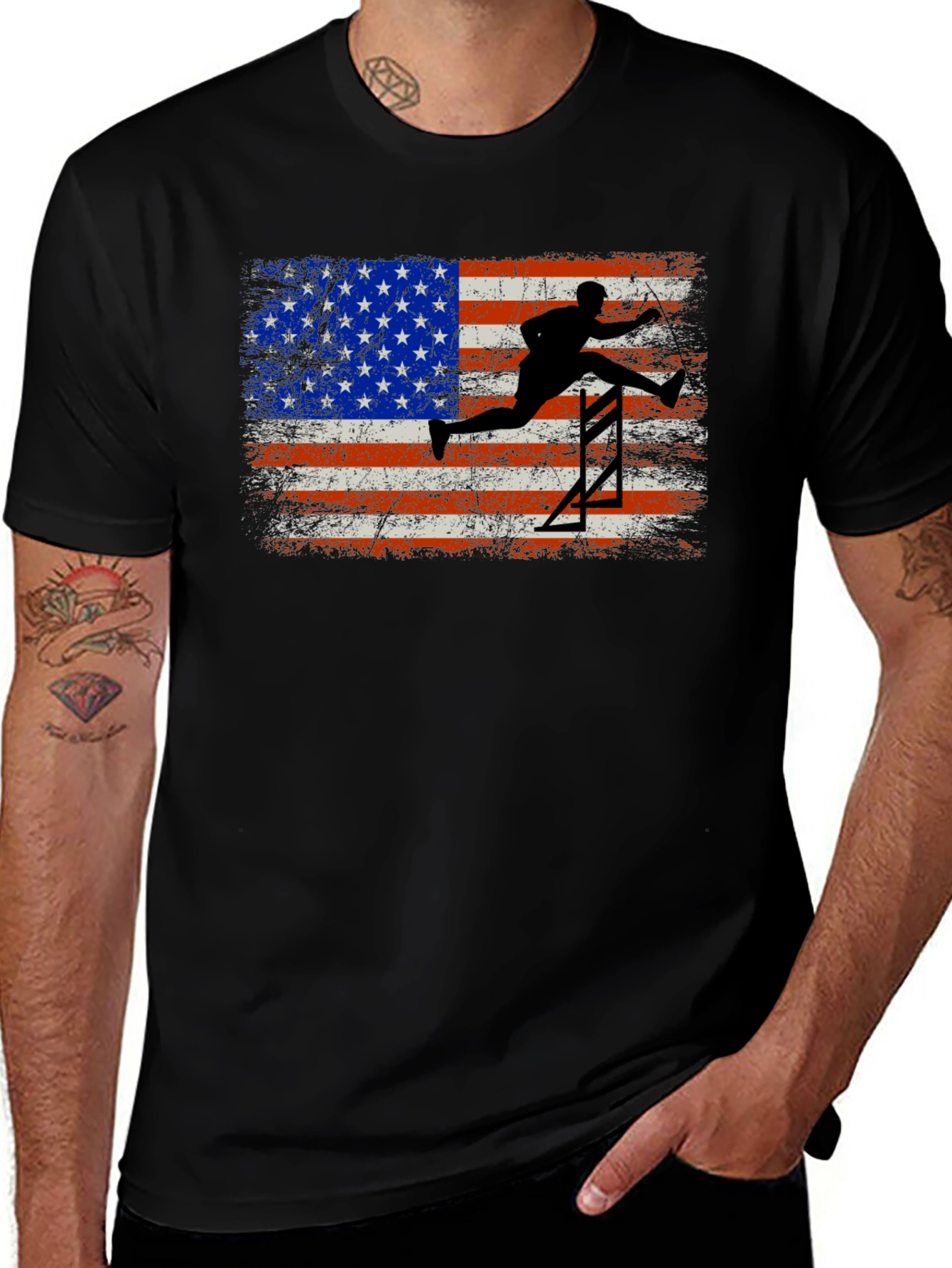 Variant 21 of USA Flag Hurdler Graphic Tee