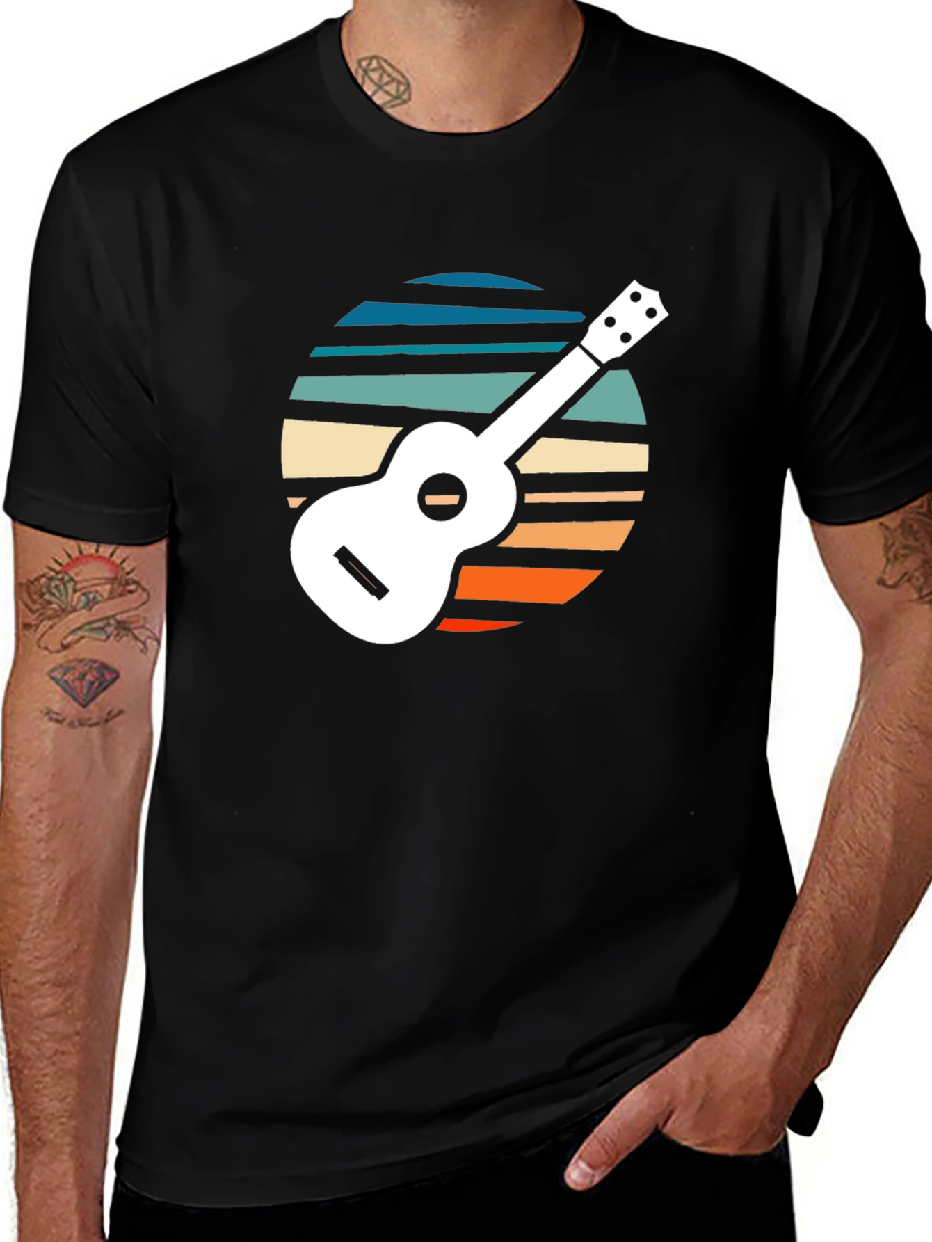 Variant 11 of Retro Ukulele Sunset Graphic Tee