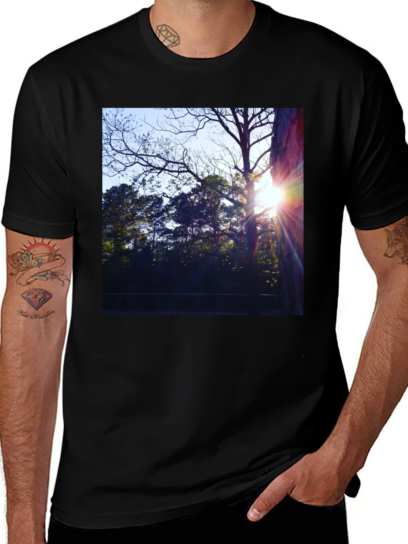 Variant 18 of Nature's Light T-Shirt - Black Cotton Tee
