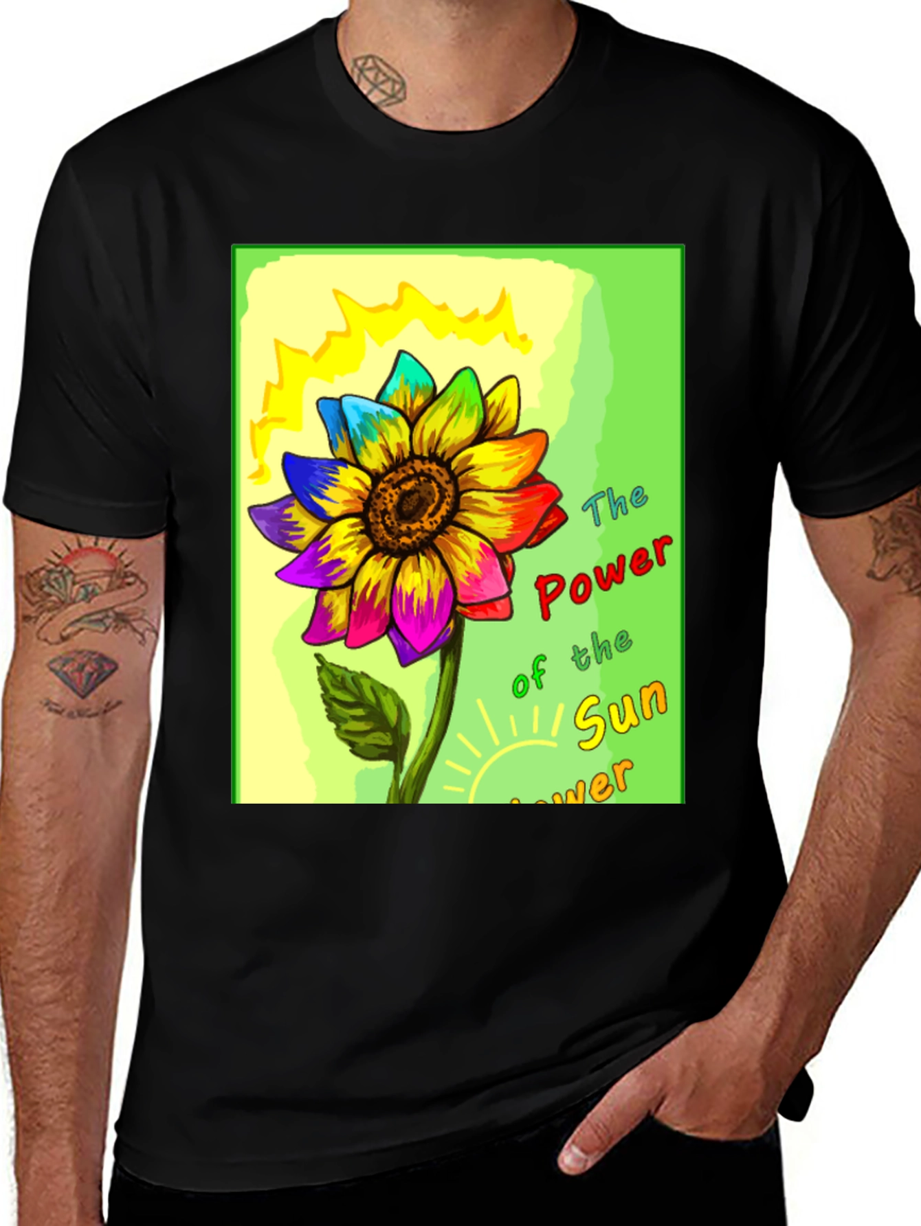 Variant 5 of Rainbow Sunflower Graphic Tee - The Power of the Sun