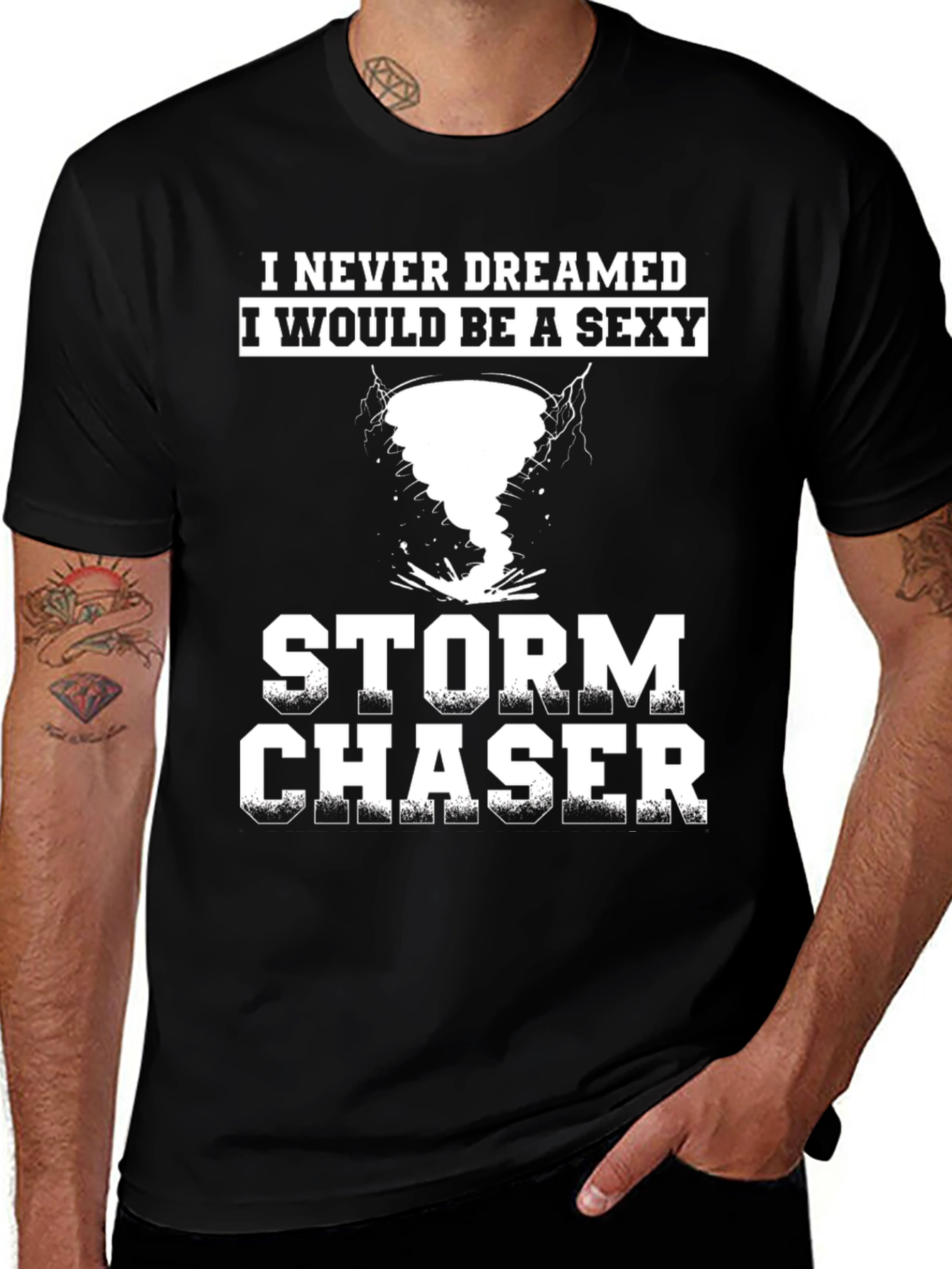Variant 19 of Sexy Storm Chaser Graphic Tee - Black Cotton T-Shirt