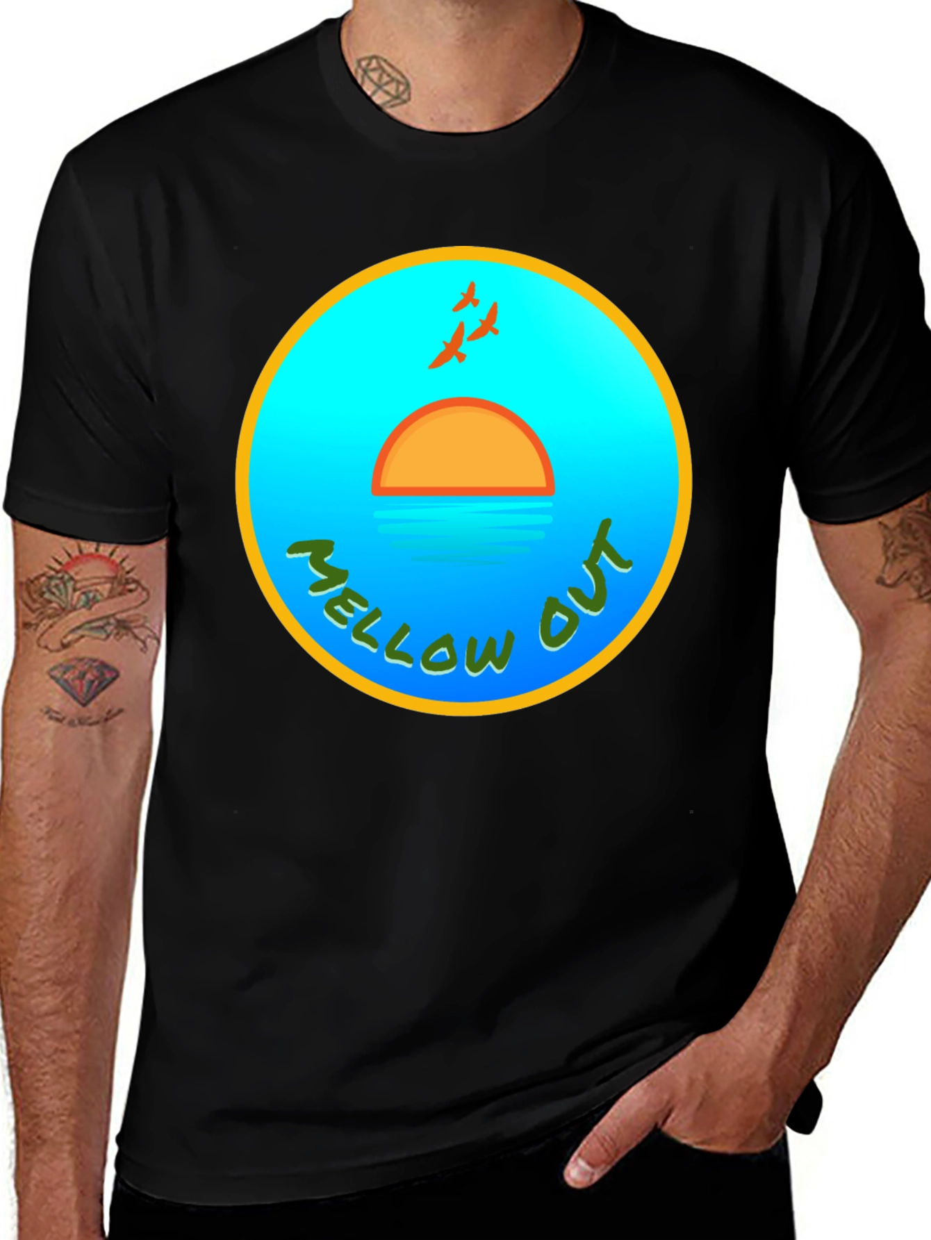 Variant 16 of Mellow Out Sunset T-Shirt - Relaxed Vibe Tee