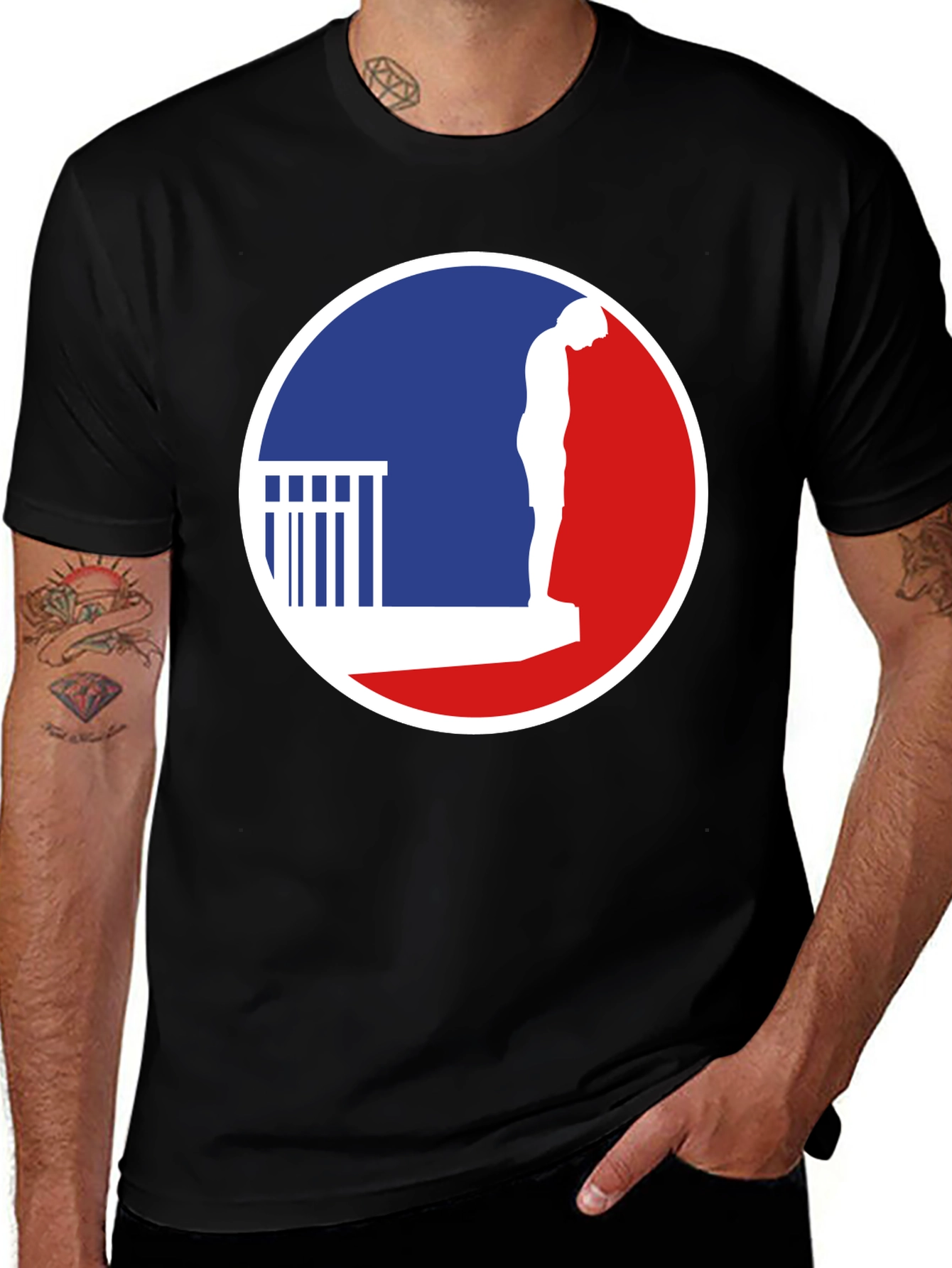 Variant 30 of T-Shirt with a Man on a Ledge Graphic