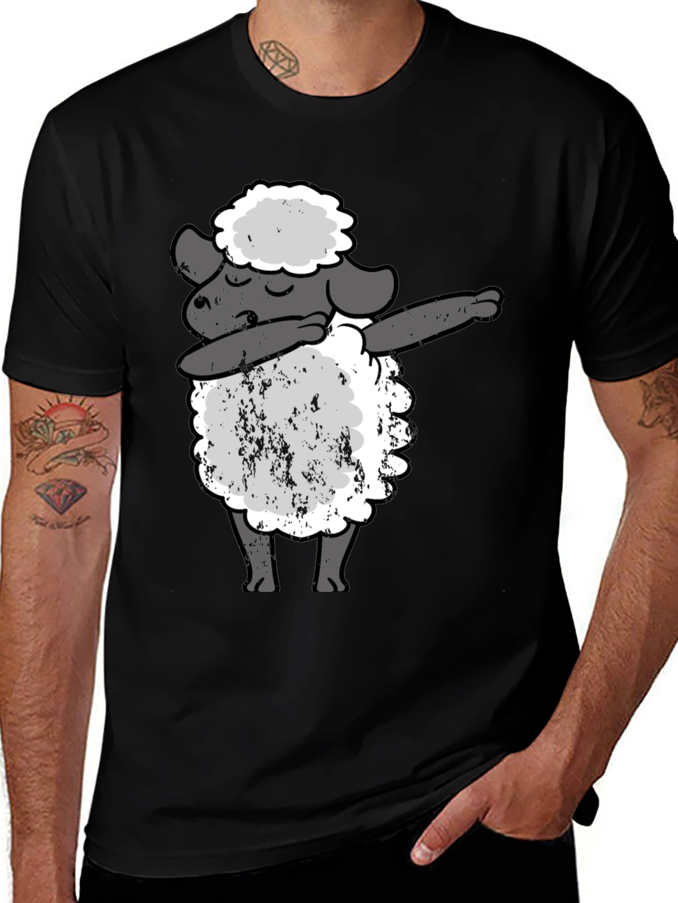 Variant 29 of Dabbing Sheep Black T-Shirt - Funny Graphic Tee
