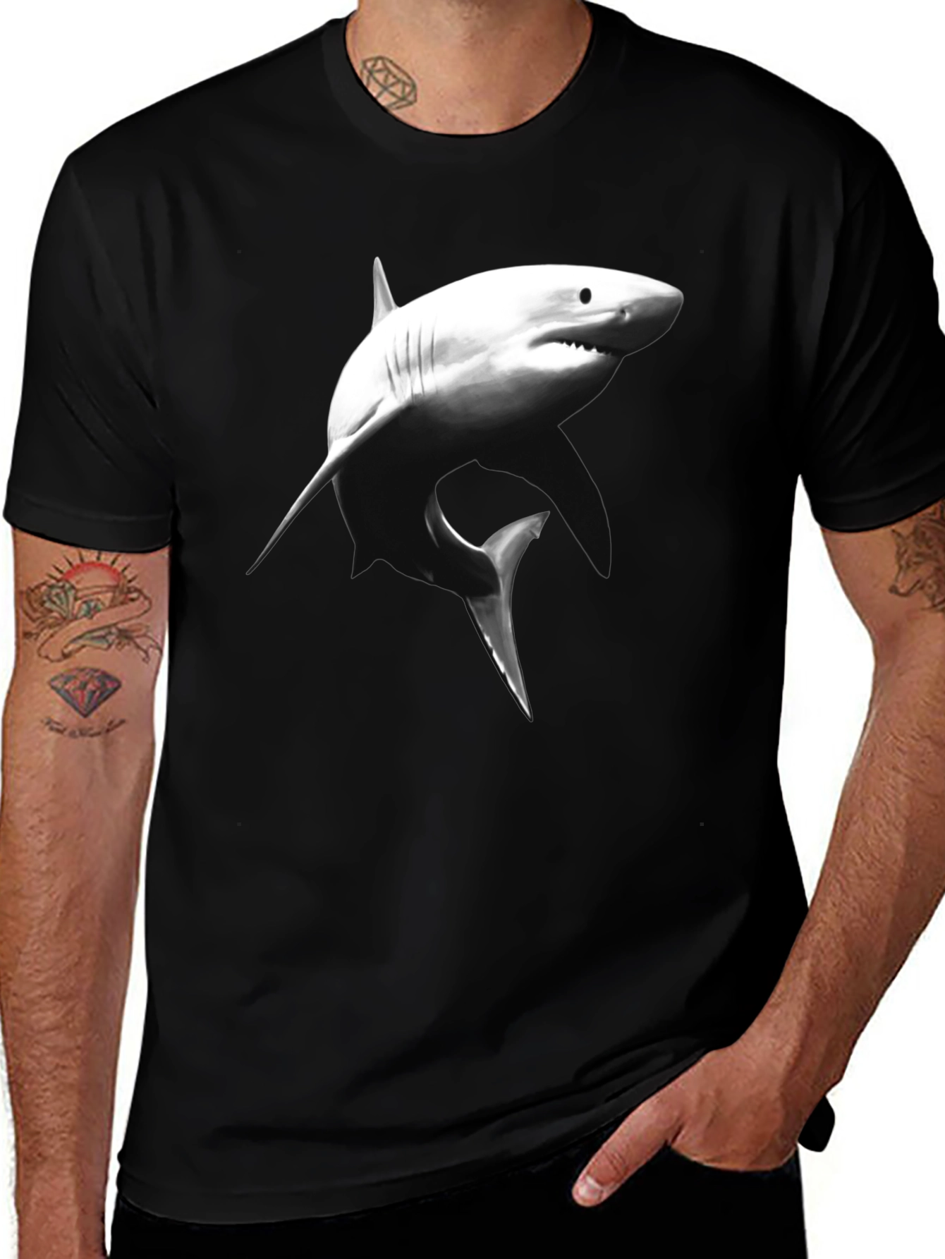 Variant 10 of Shark Graphic Tee - Black Cotton T-Shirt