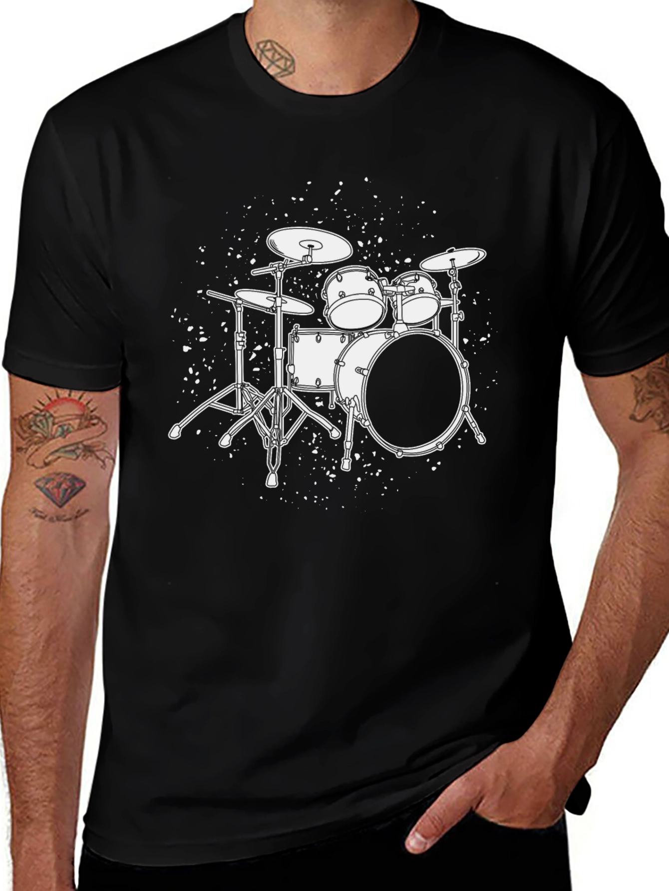 Variant 21 of Drum Set Graphic T-Shirt - Black