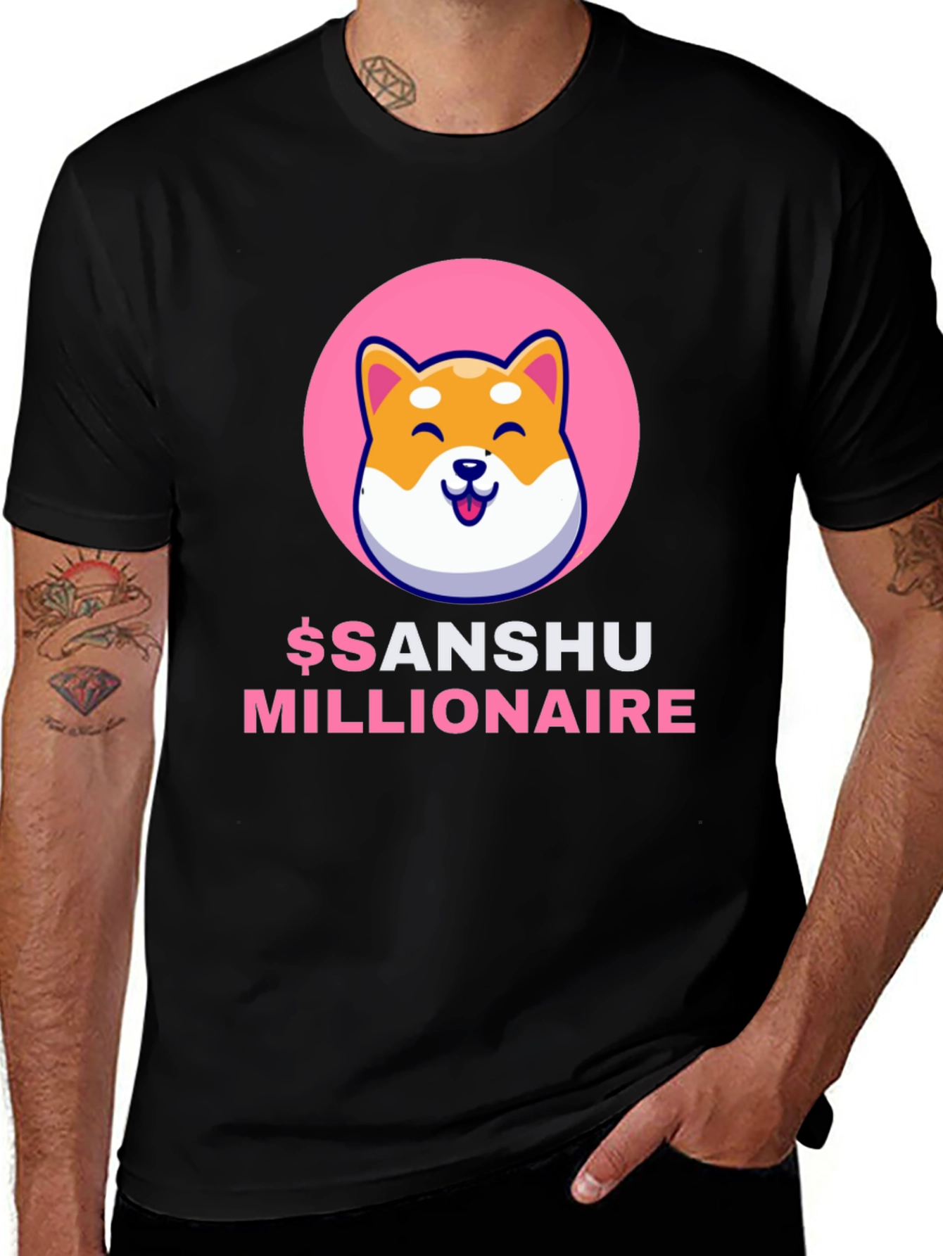 Sanshu Inu Millionaire Graphic Tee - Black