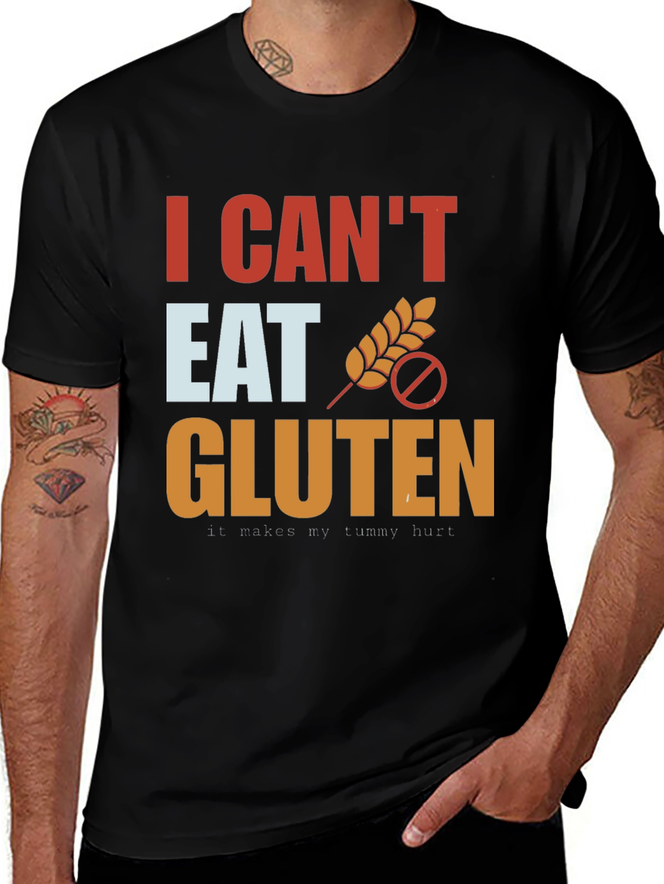 I Can't Eat Gluten T-Shirt - Black