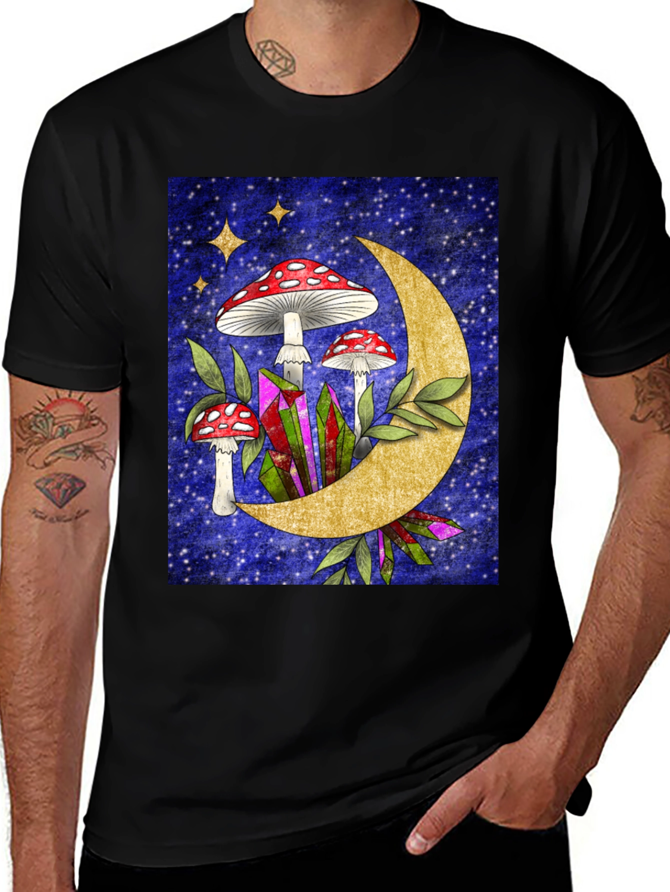 Variant 14 of Mushroom Moon Black T-shirt 