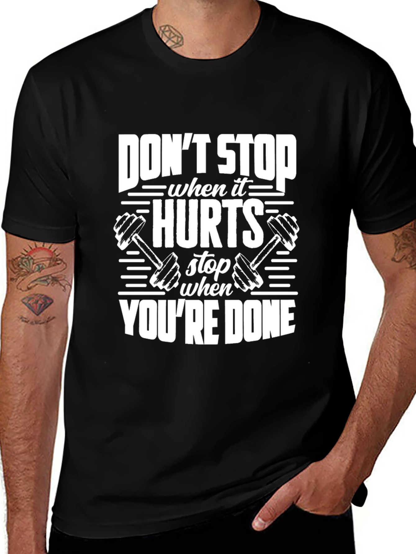 Motivational Gym T-Shirt - Don't Stop When It Hurts