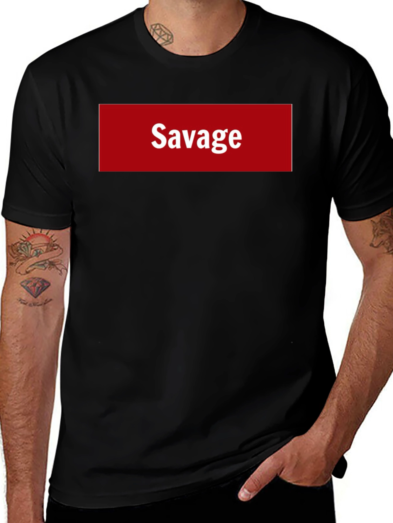 Savage Graphic Tee - Bold Red & Black Cotton T-Shirt