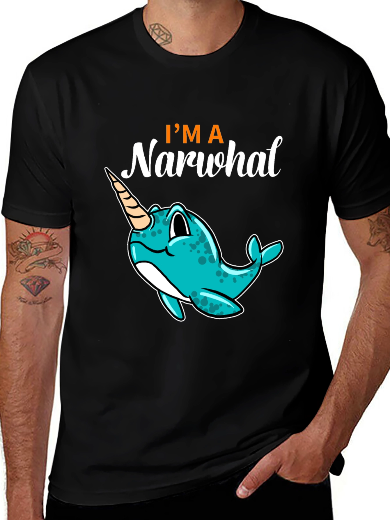 Variant 14 of I'm a Narwhal Black T-Shirt - Unique Graphic Tee