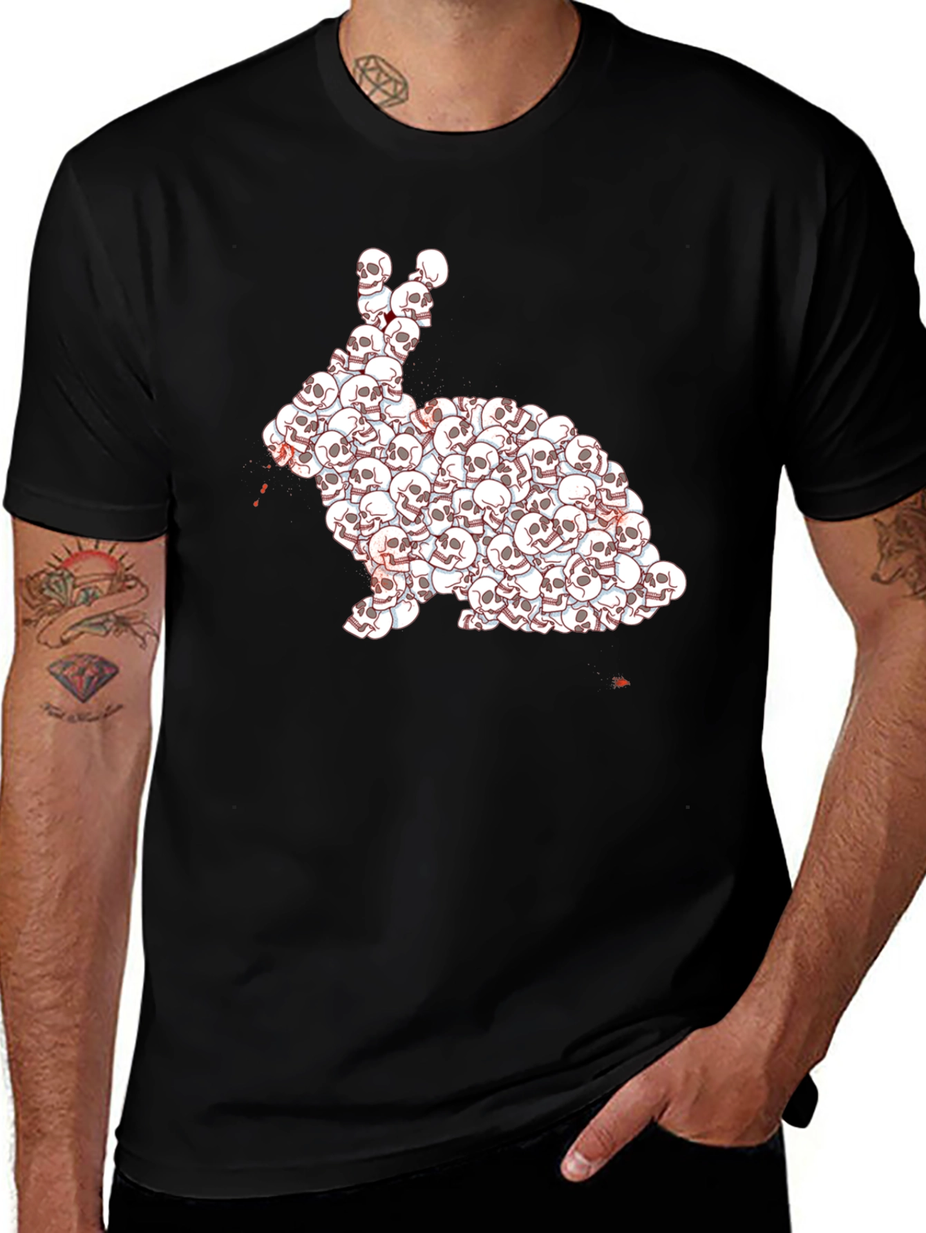 Variant 24 of Skull Rabbit Graphic T-Shirt - Dark Humor Tee