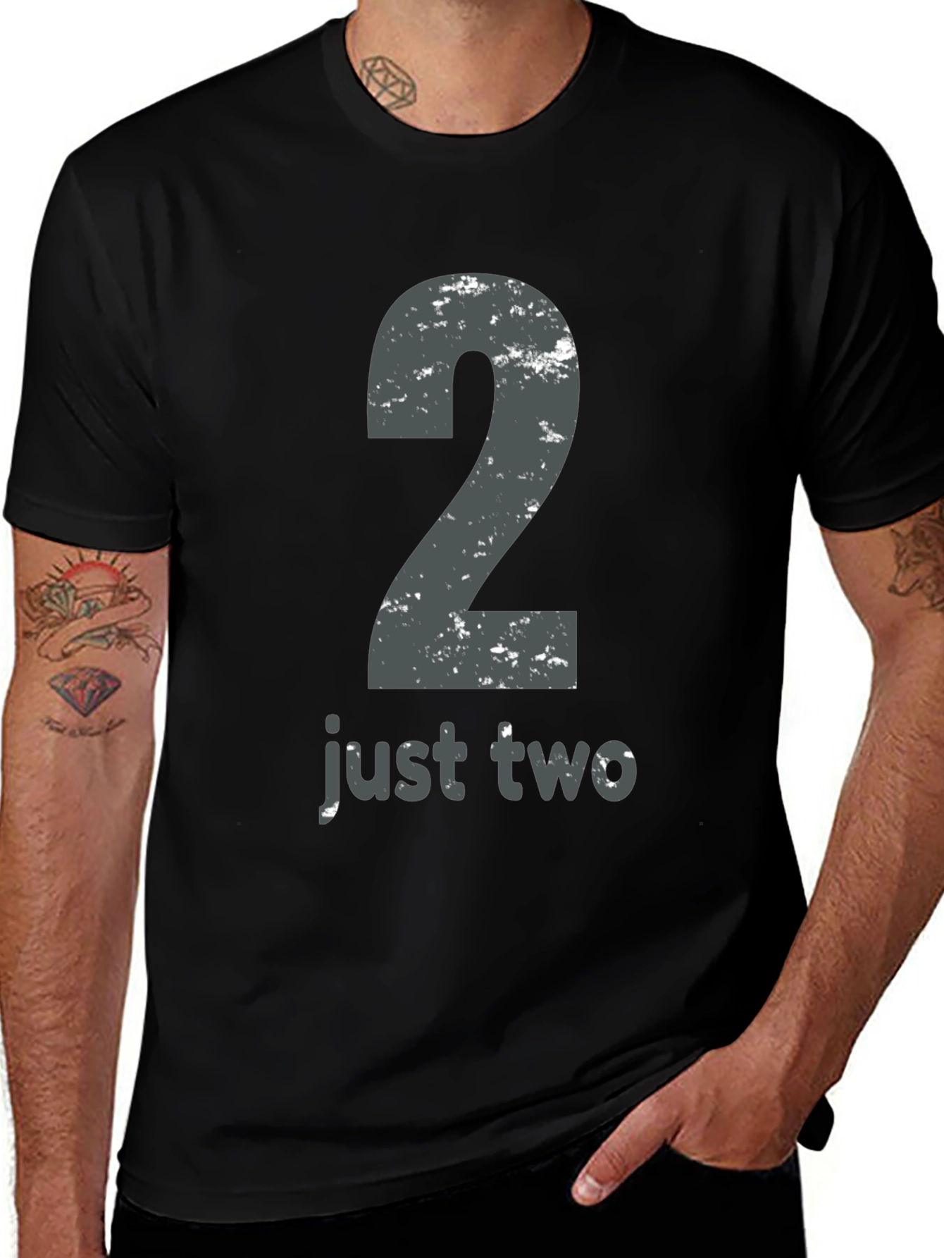 Variant 22 of Just Two T-Shirt - Distressed Number 2 Tee