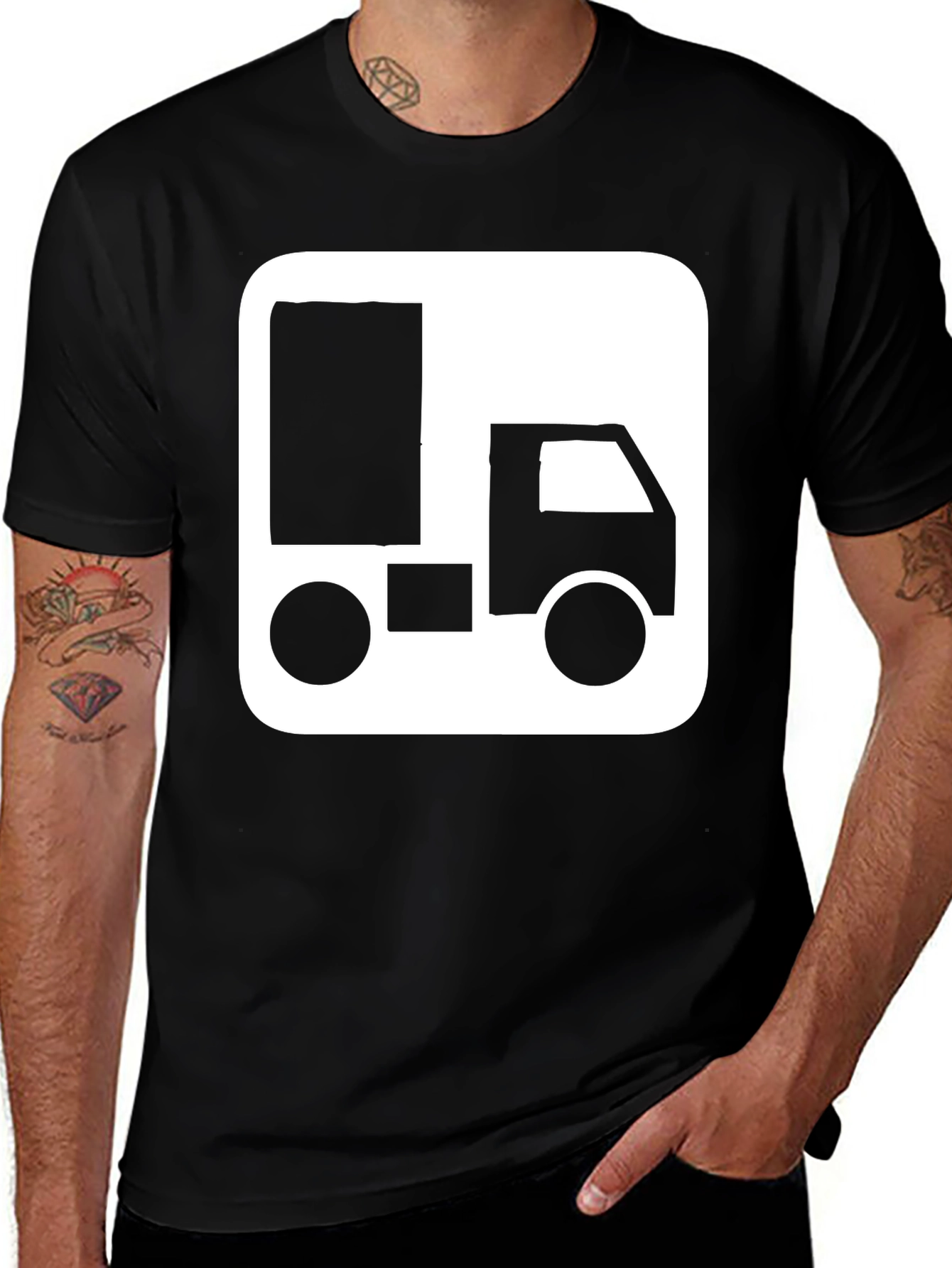 Variant 30 of Truck Icon Black T-Shirt - Delivery Driver Style
