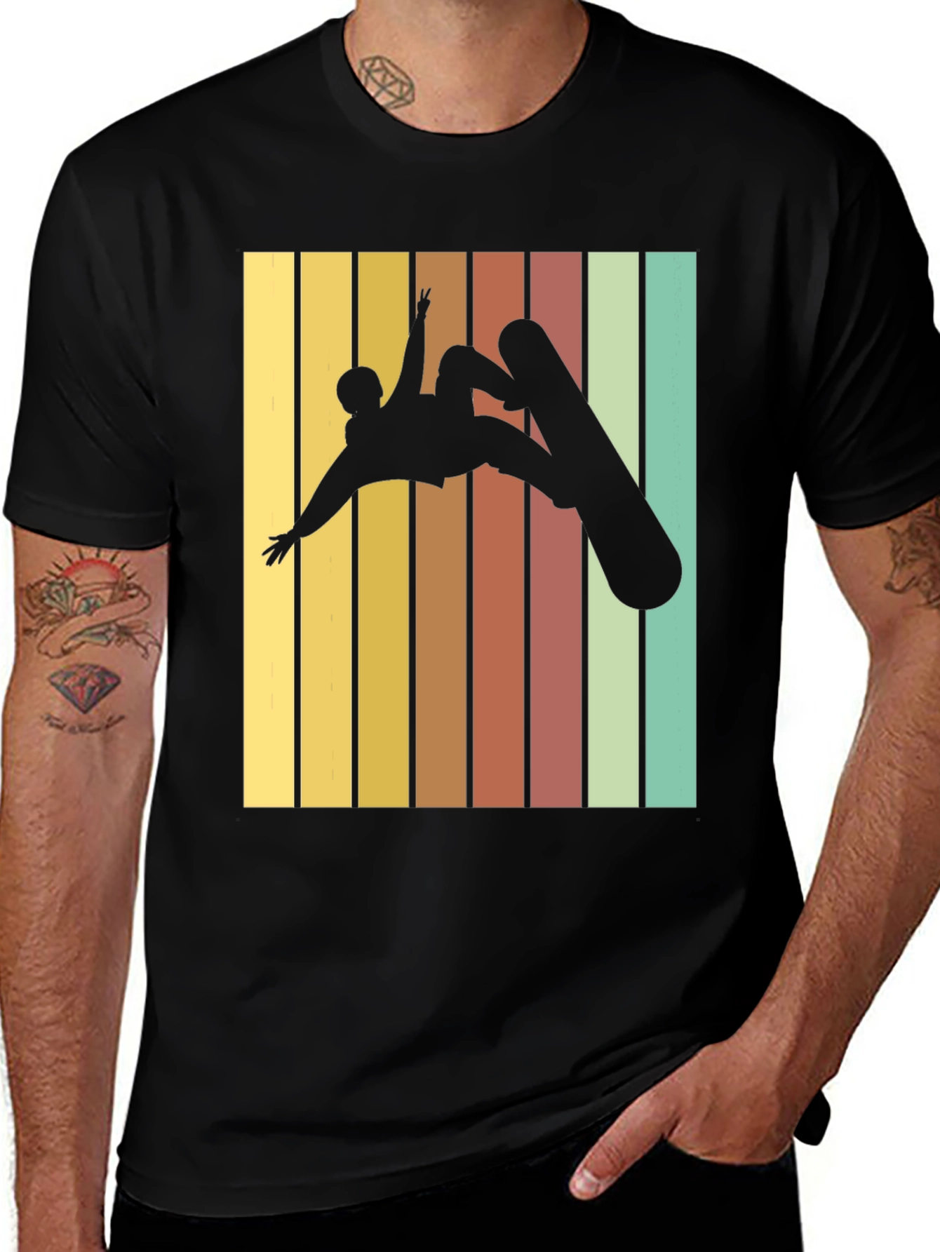 Variant 28 of Retro Snowboarder Graphic Tee - Black