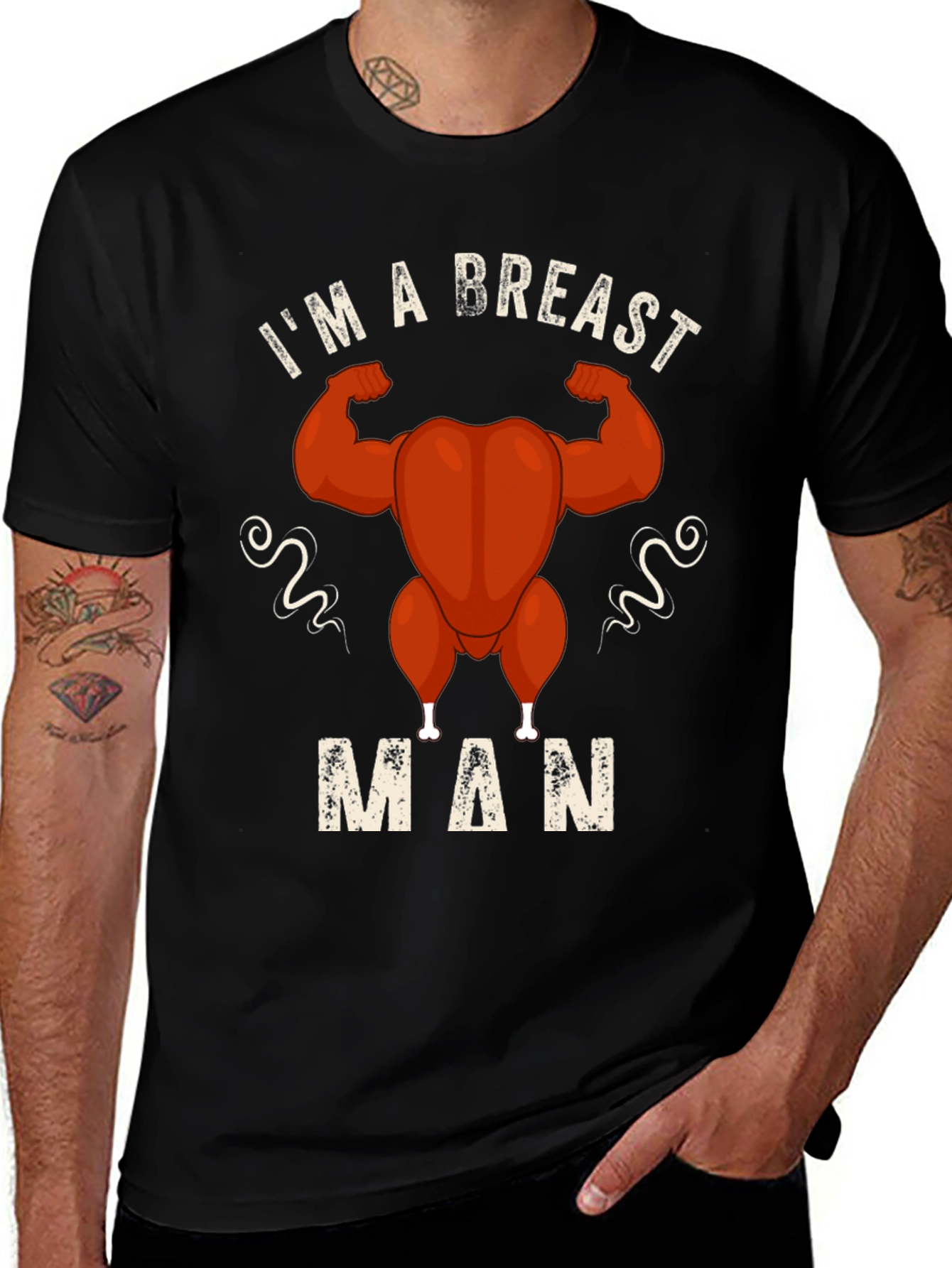 Funny I'm A Breast Man Turkey Thanksgiving T-Shirt