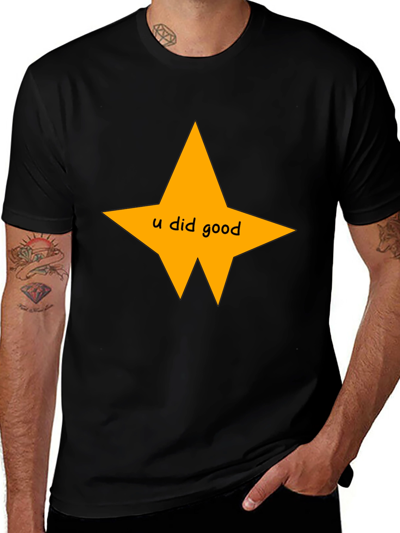 Variant 9 of U Did Good Star Black T-Shirt - Motivational Tee