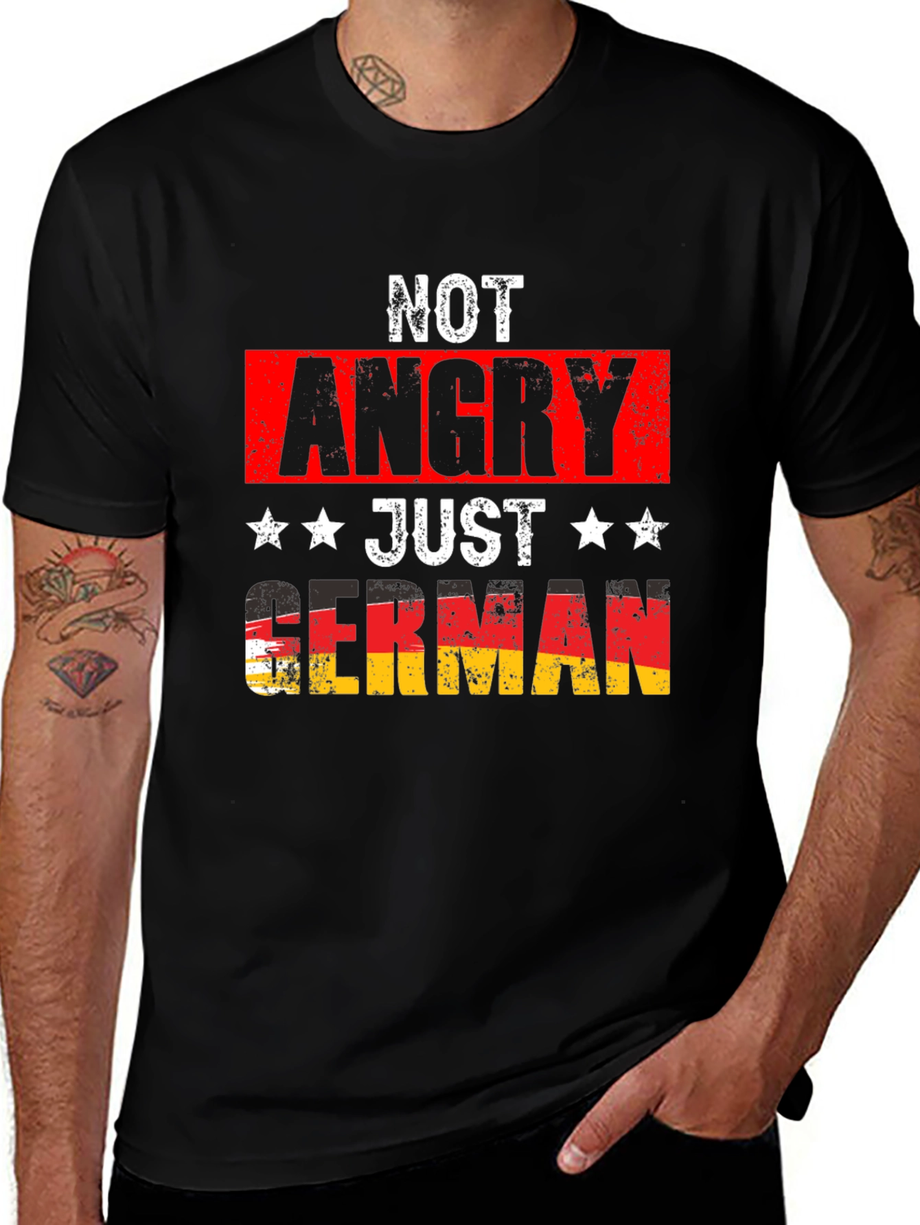 Variant 24 of Funny German Pride T-Shirt - Not Angry Just German