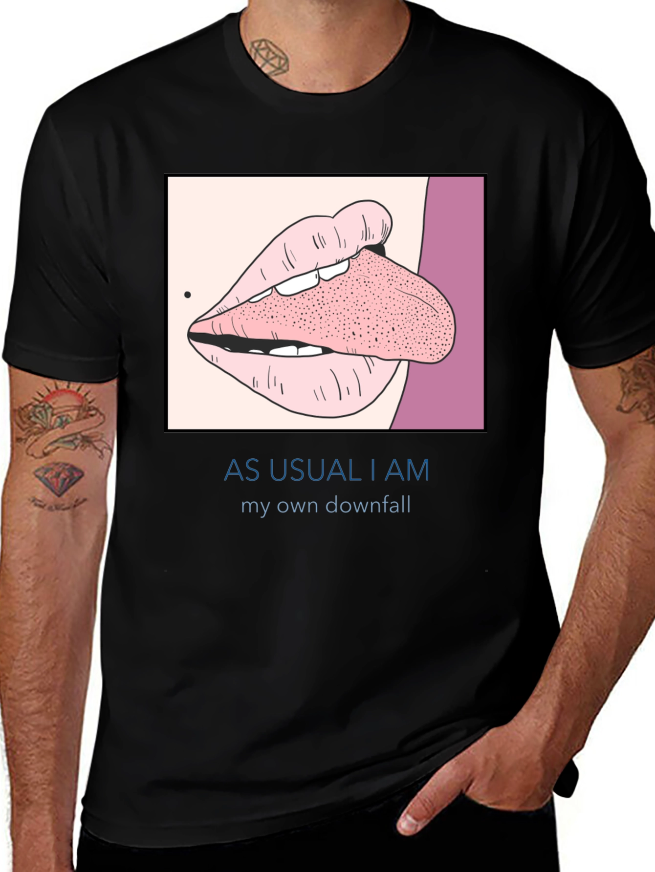 Variant 13 of Edgy Graphic Tee - As Usual I Am My Own Downfall