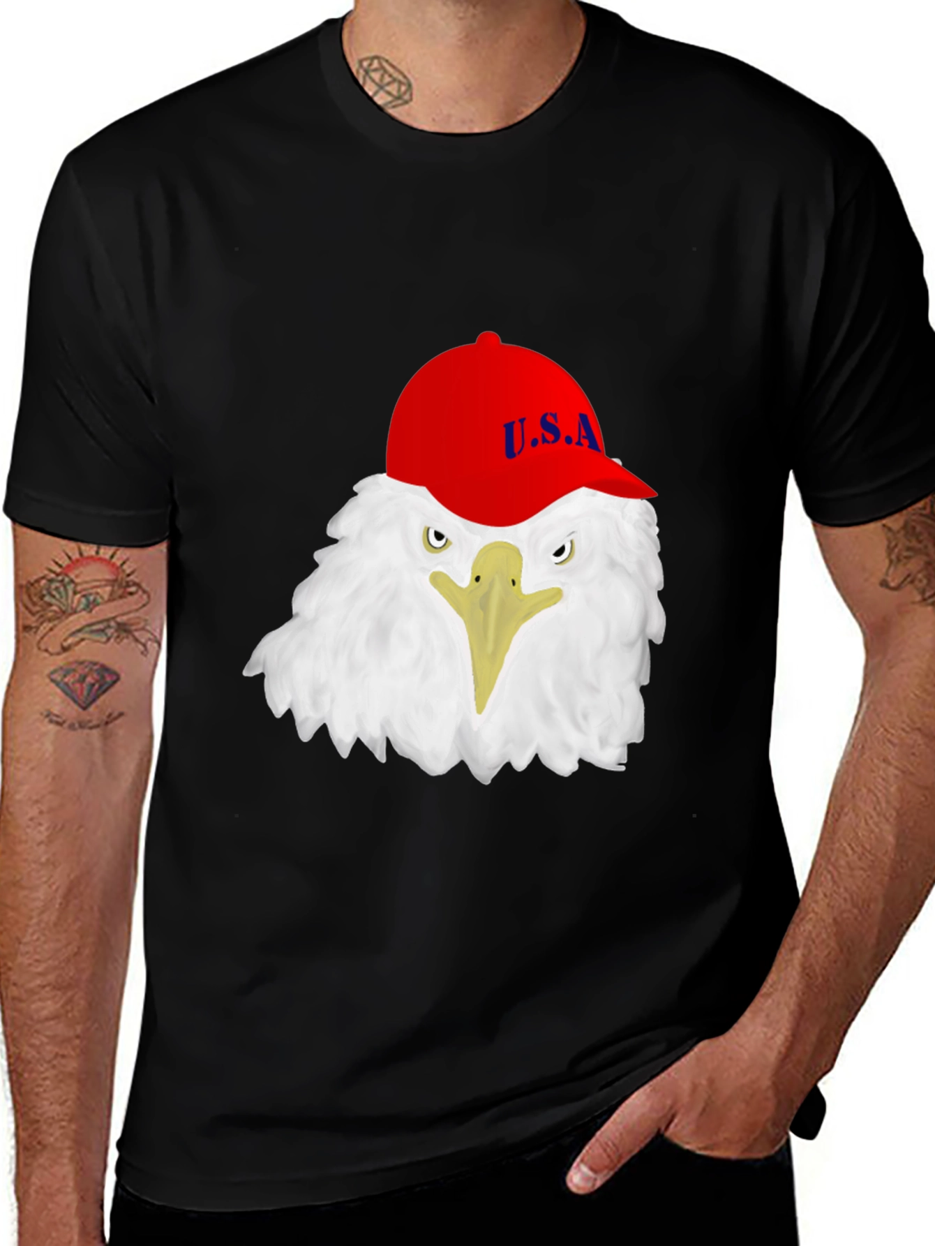 Variant 14 of Eagle USA Cap T-Shirt - Patriotic Graphic Tee