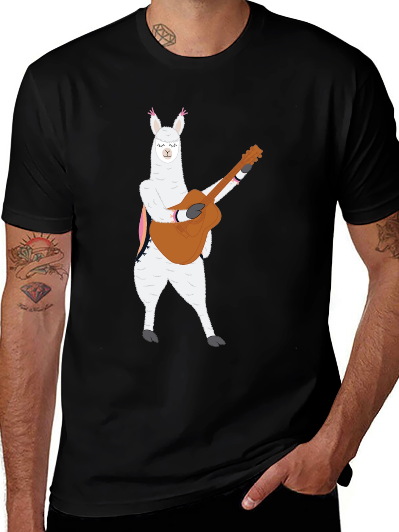 Variant 10 of Llama Guitar T-Shirt - Funny Alpaca Musician Tee