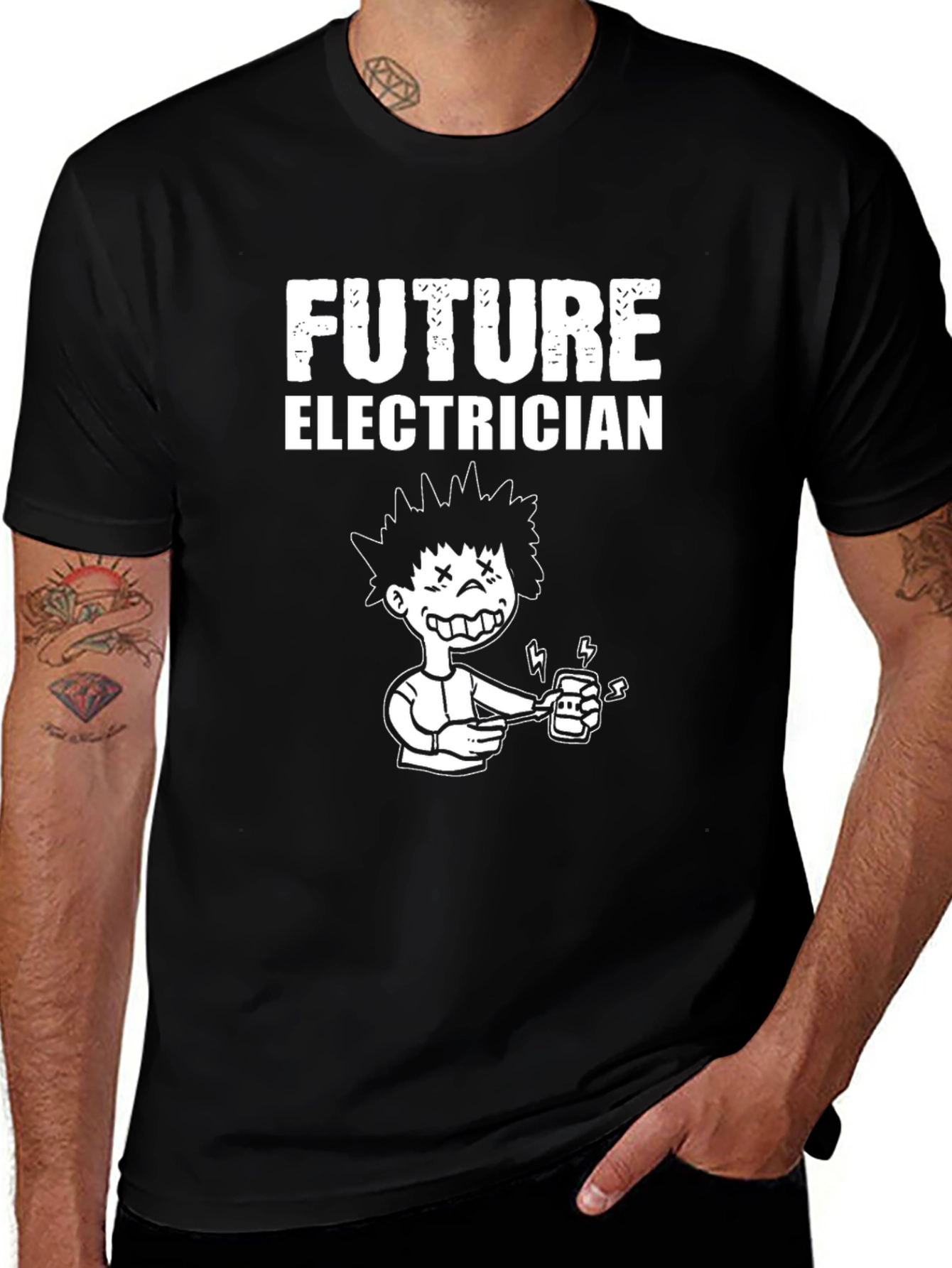 Variant 4 of Future Electrician T-Shirt - Funny Cartoon Design