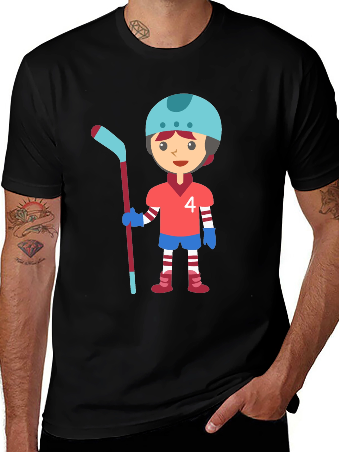 Variant 26 of Cartoon Hockey Player Graphic T-Shirt