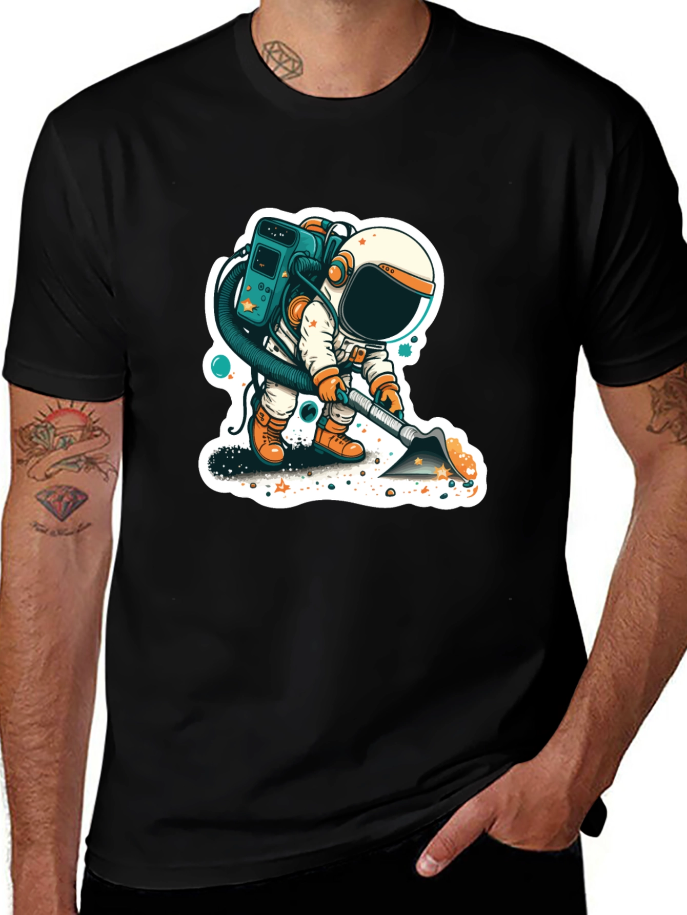 Astronaut Vacuuming Space T-Shirt - Stylish and Unique