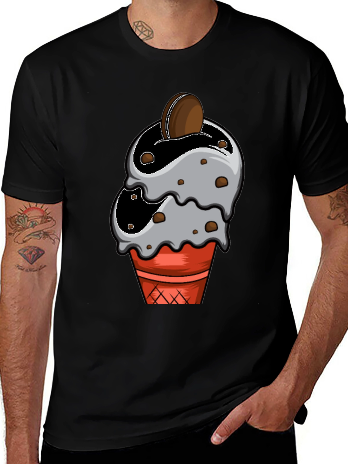 Variant 23 of Ice Cream Cone Graphic Tee - Black T-Shirt