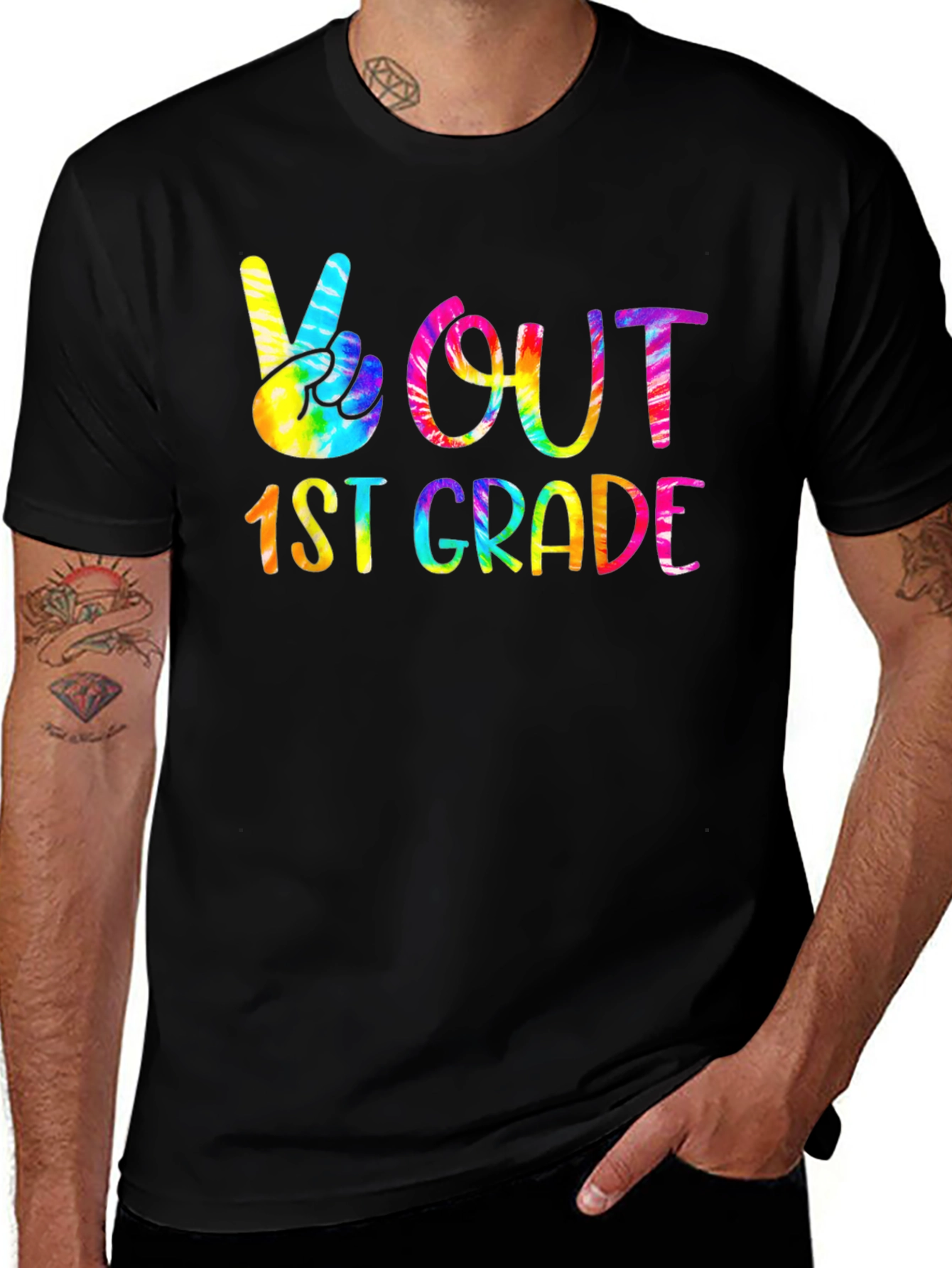 Peace Out 1st Grade Tie Dye T-Shirt