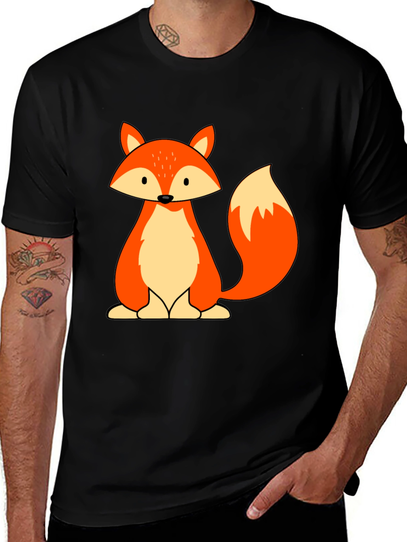 Variant 22 of Cute Fox Graphic Tee - Black Cotton Blend