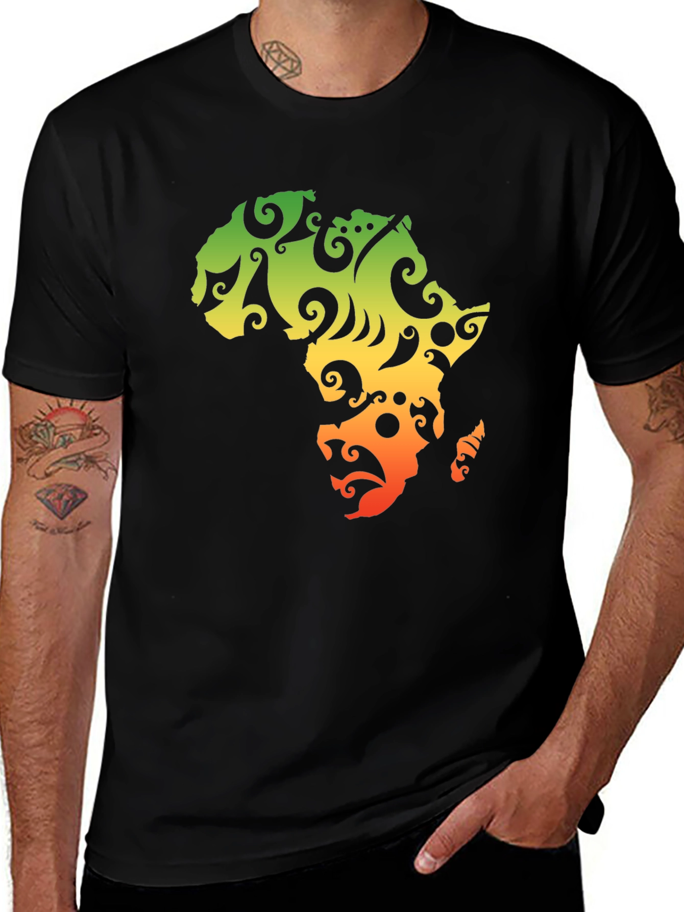 Black Africa Map Graphic T-Shirt - Black Cotton Tee main image