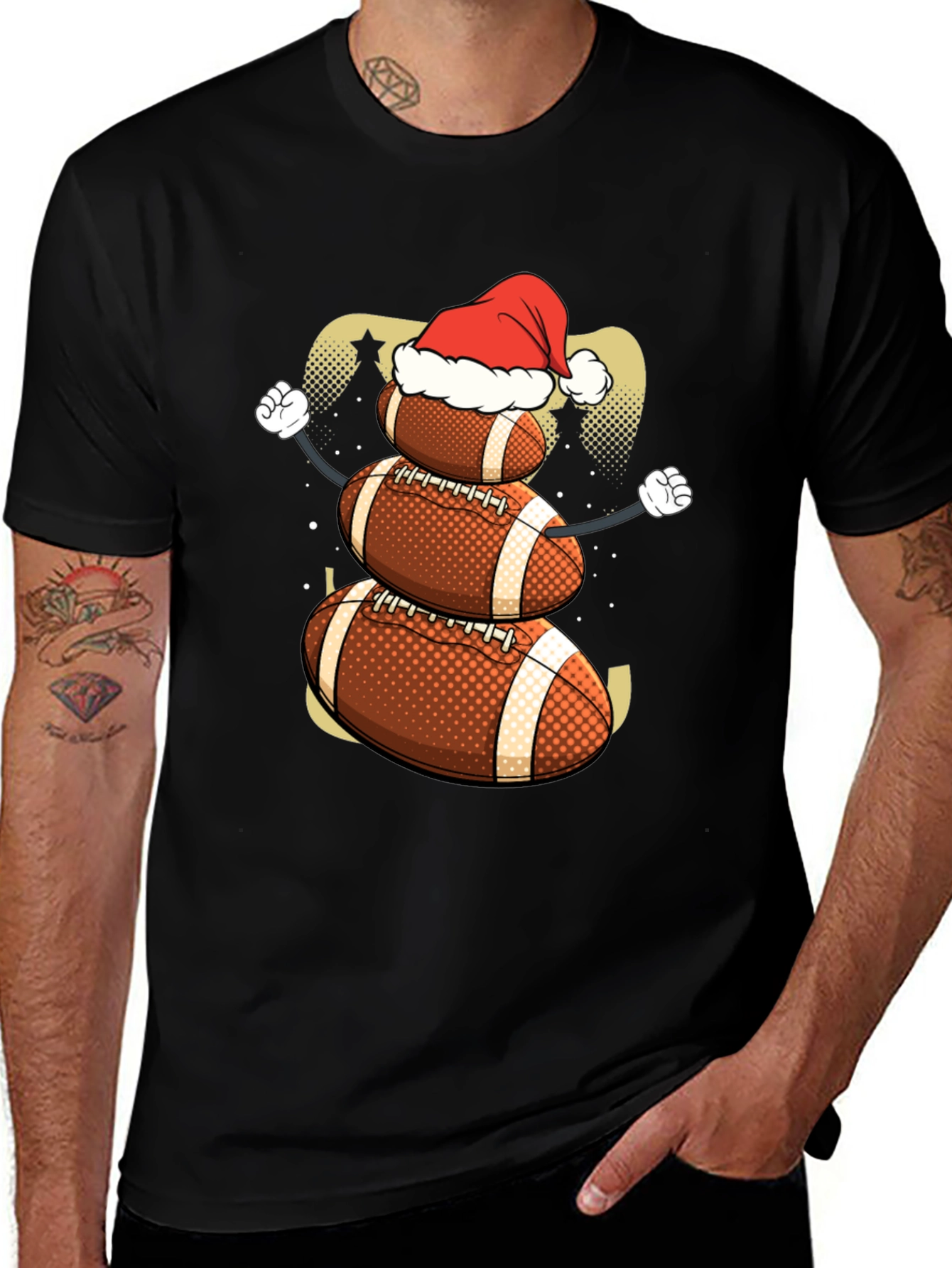 Variant 25 of Football Snowman Christmas T-Shirt