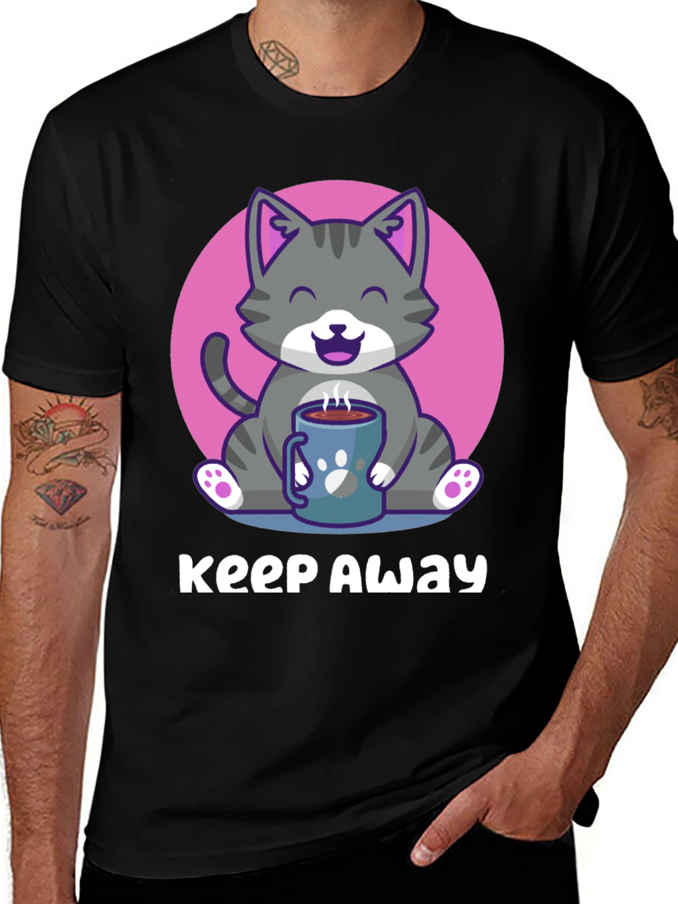 Variant 3 of Keep Away Gray Cat Coffee T-Shirt