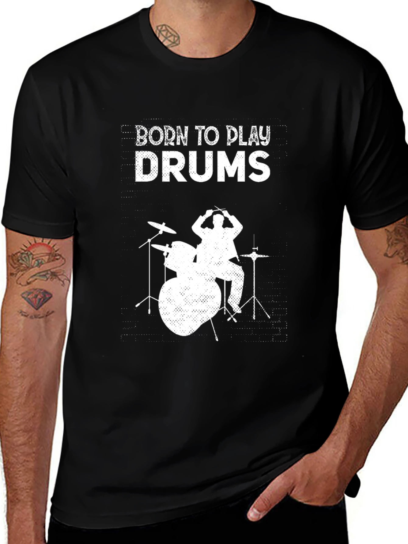 Variant 9 of Born To Play Drums Black T-Shirt