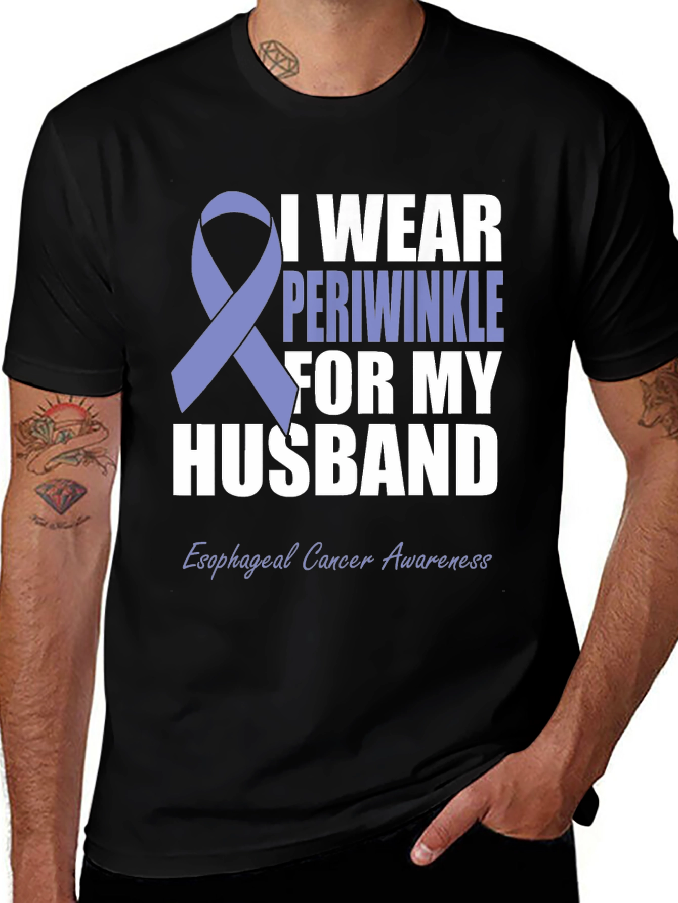 Periwinkle Ribbon Esophageal Cancer Awareness T-Shirt