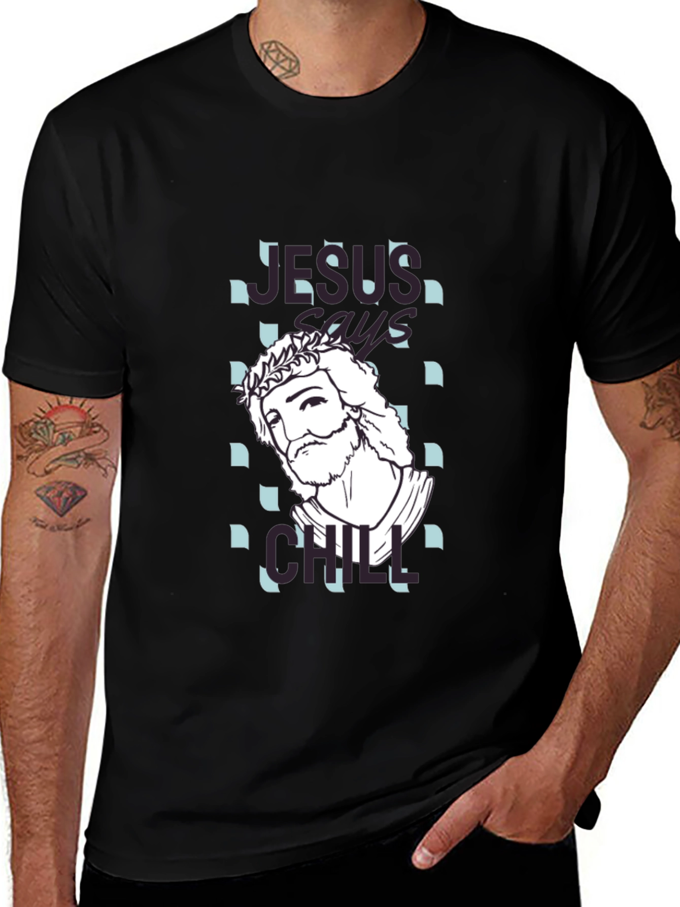 Jesus Says Chill Black Graphic Tee