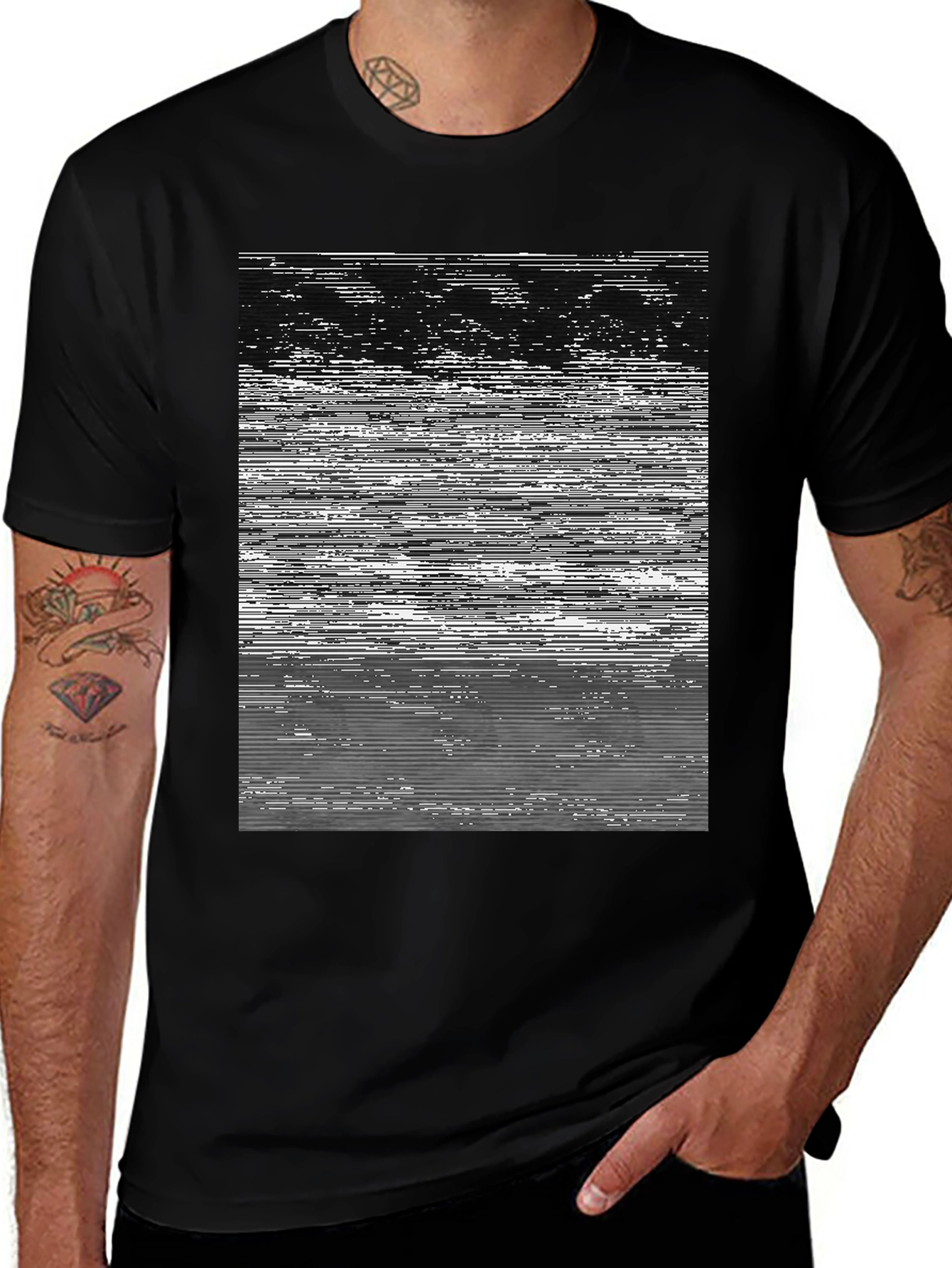 Variant 15 of Static Noise Graphic Black T-Shirt