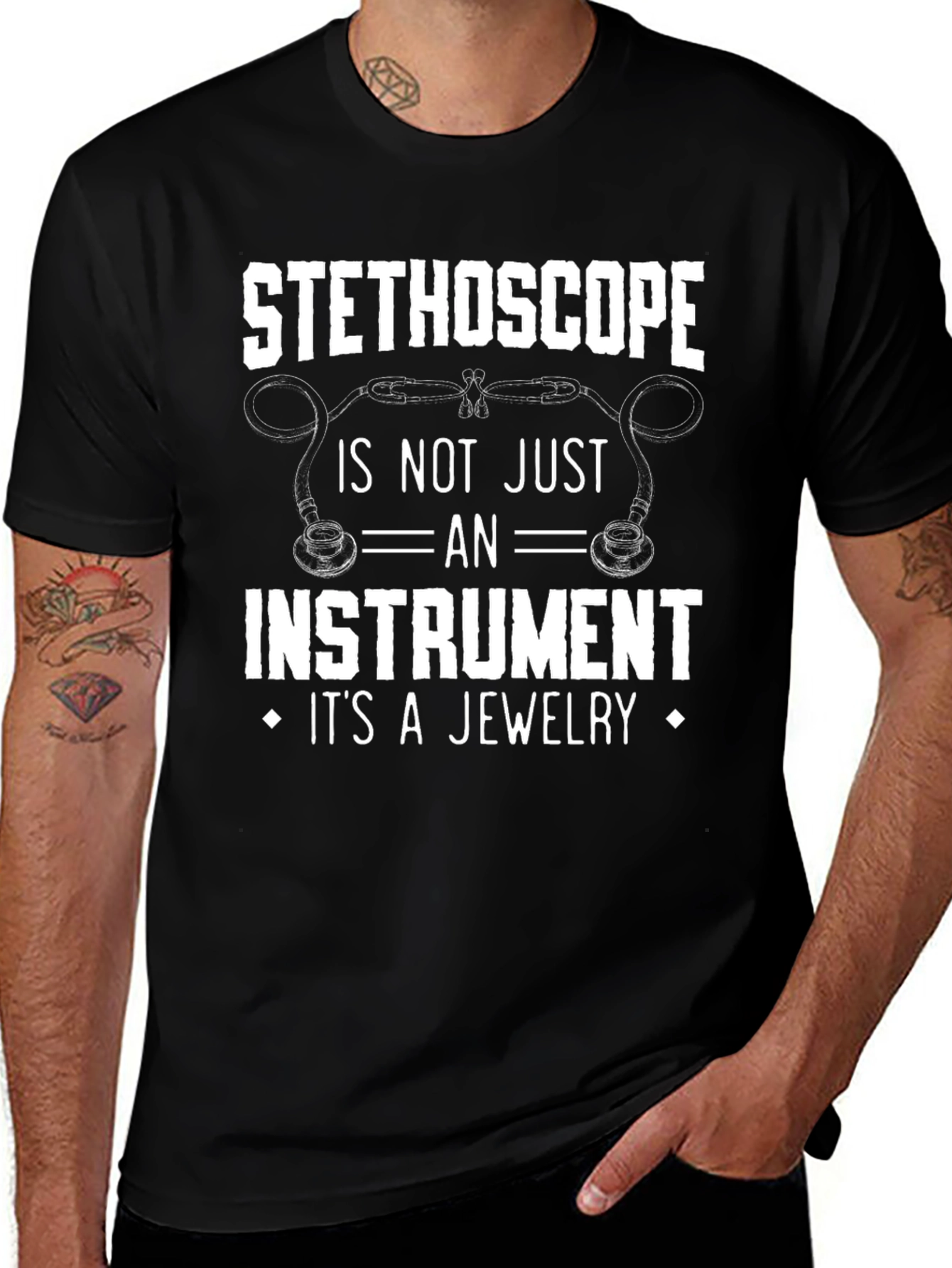 Variant 15 of Stethoscope Jewelry Graphic Tee - Medical Humor T-Shirt