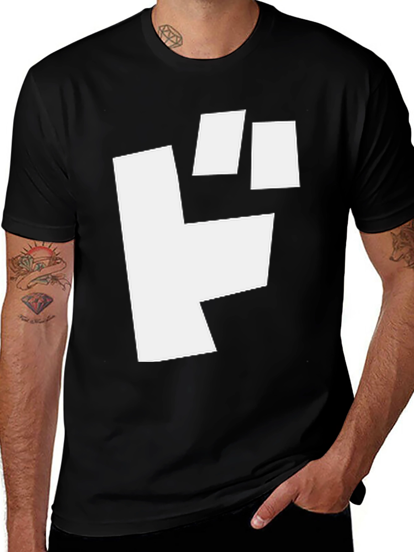 Variant 30 of Bold Graphic Tee - White Symbol on Black