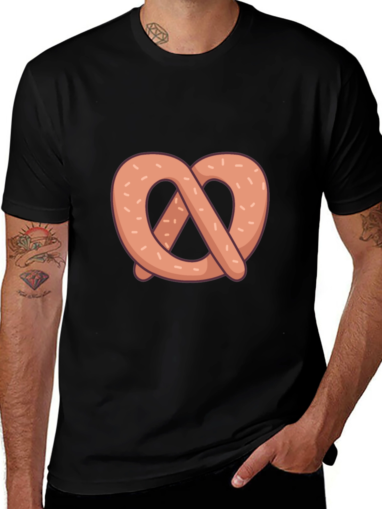 Variant 15 of Pretzel Graphic Tee - Unisex Black Cotton T-Shirt