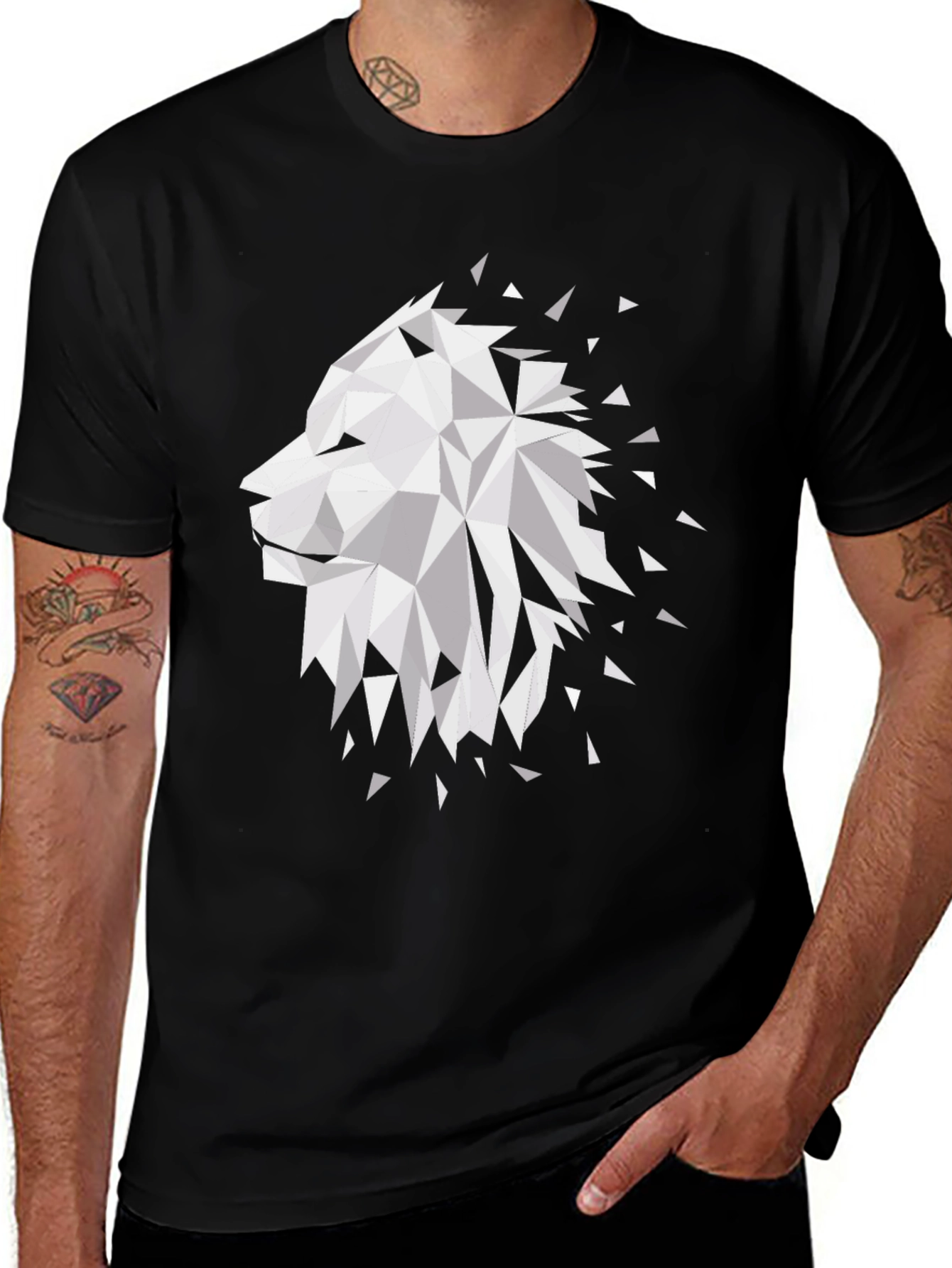 Variant 24 of Geometric Lion Graphic T-Shirt - Modern Design