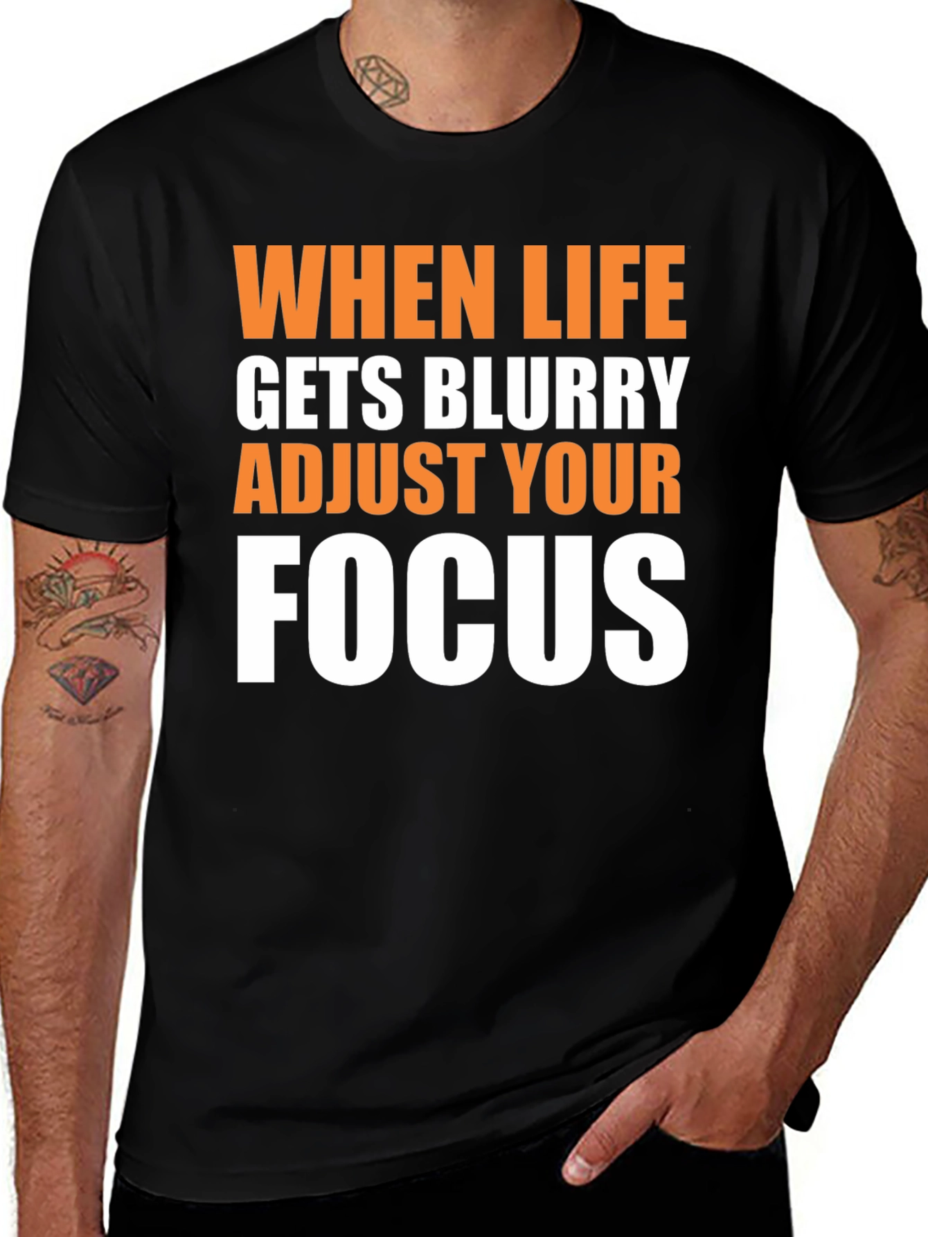 Variant 4 of Focus Graphic Tee - Motivational Men's Black T-Shirt