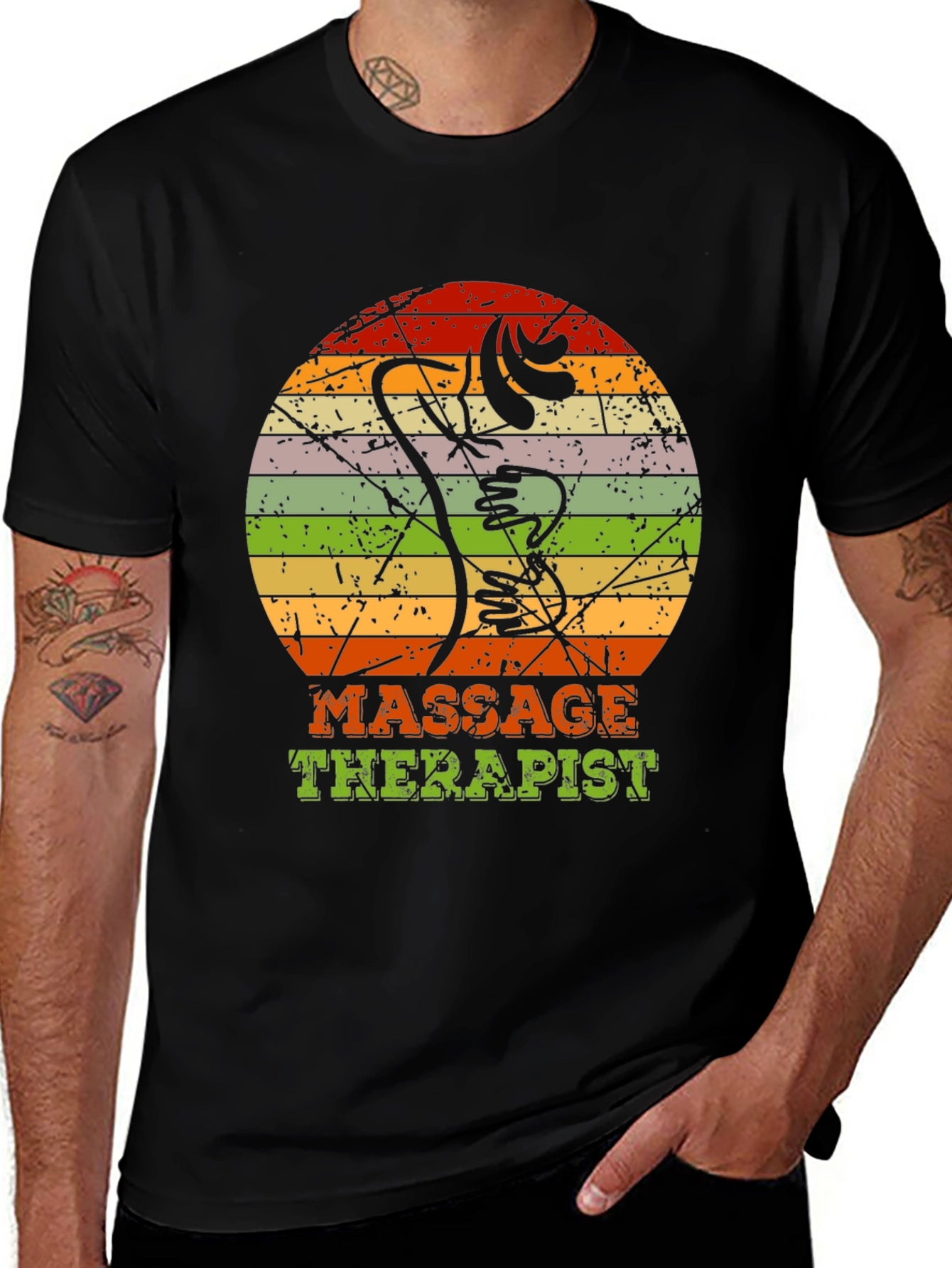 Variant 2 of Massage Therapist Retro T-Shirt - Vintage Body Art